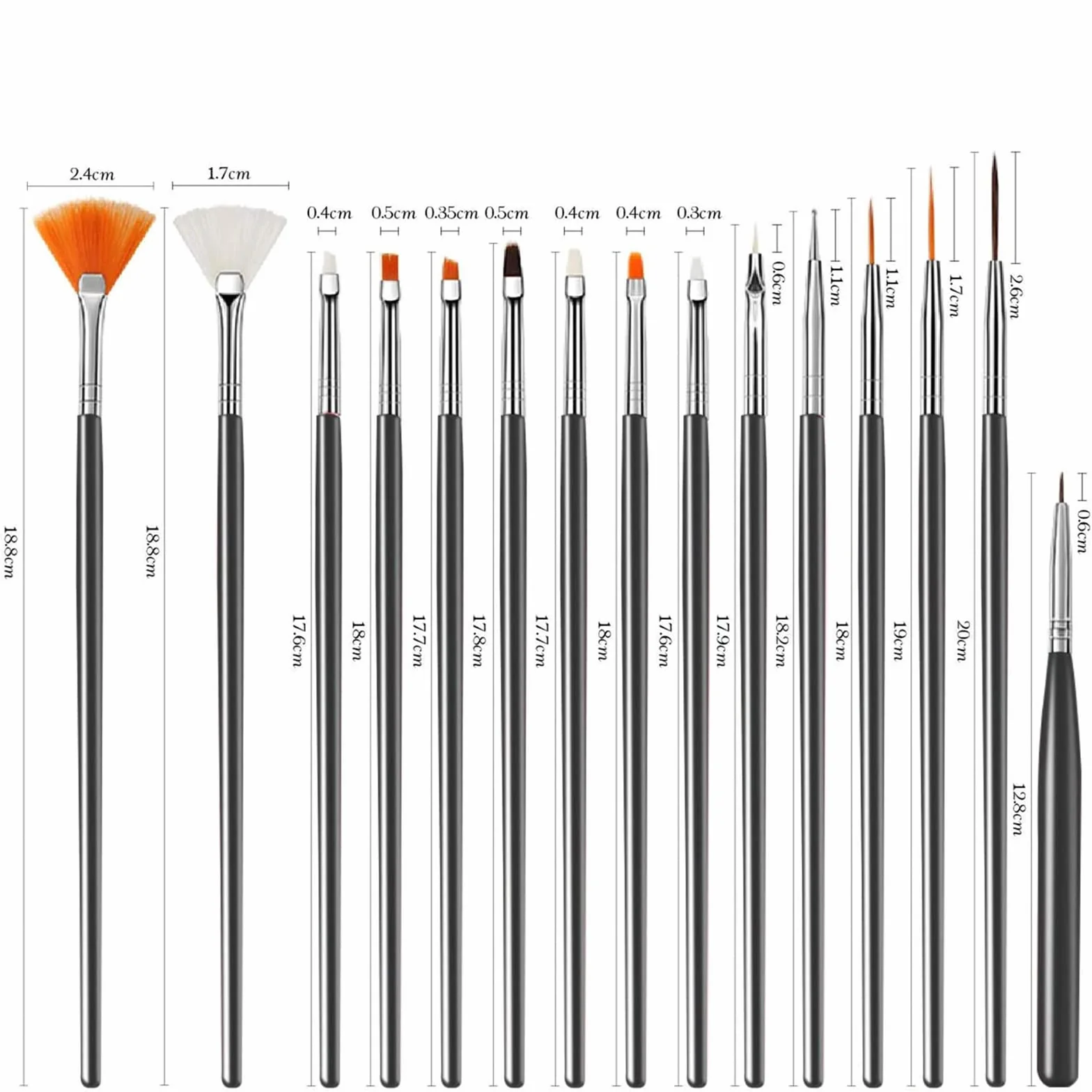 Pennelli Unghie, 15 Pezzi Nero Pennelli Unghie e 3 Pezzi Viola Pennelli per Unghie, Acrilico Gel Pennelloper Unghie Set pennelli per dettagl per Nail Art Design