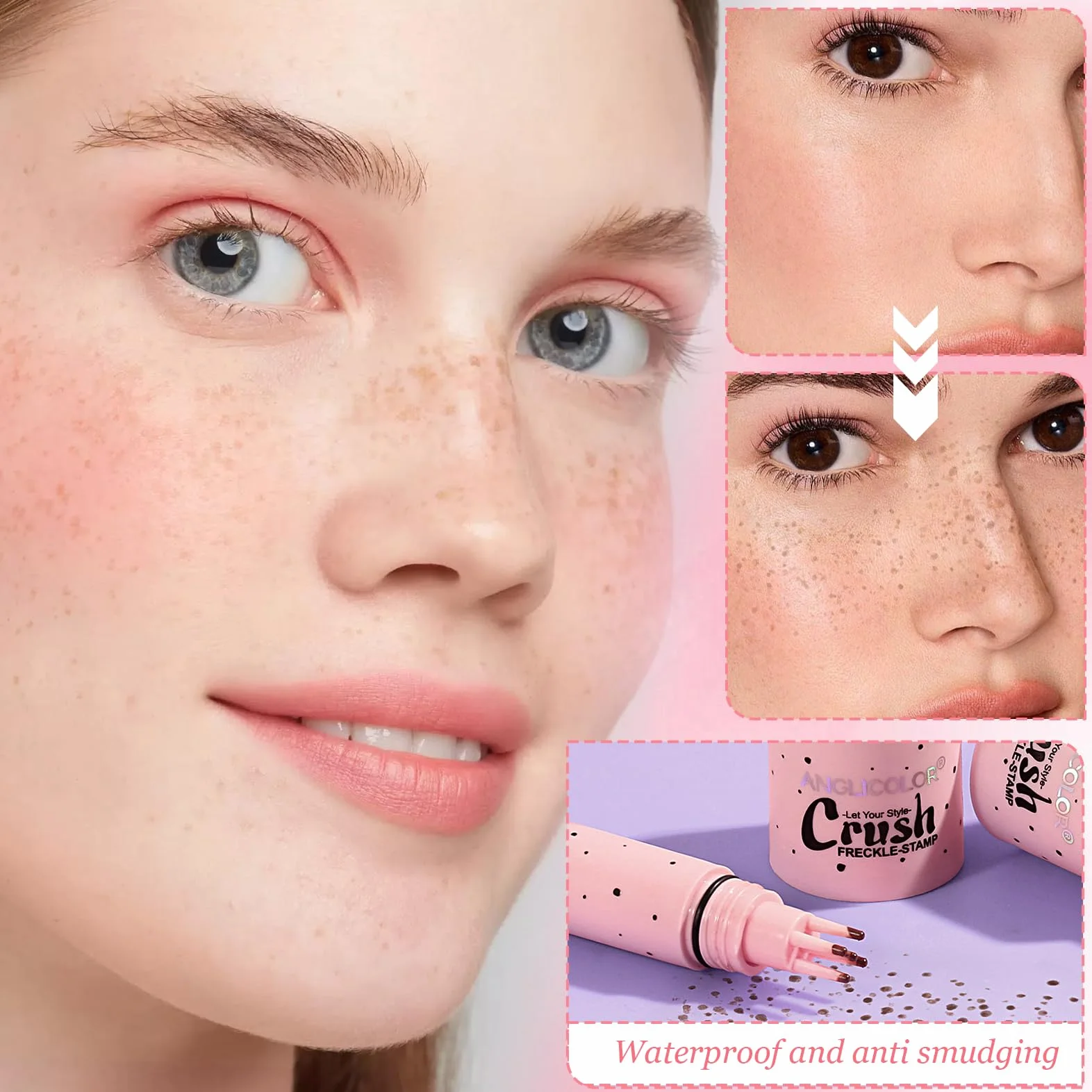 Timbro per Lentiggini Finte Waterproof,Timbro per Lentiggini a Cinque Punti,Freckle Maker, Simulazione Naturale per Trucco a Lunga Durata,Facile da Colorare,Impermeabile (Marrone chiaro)
