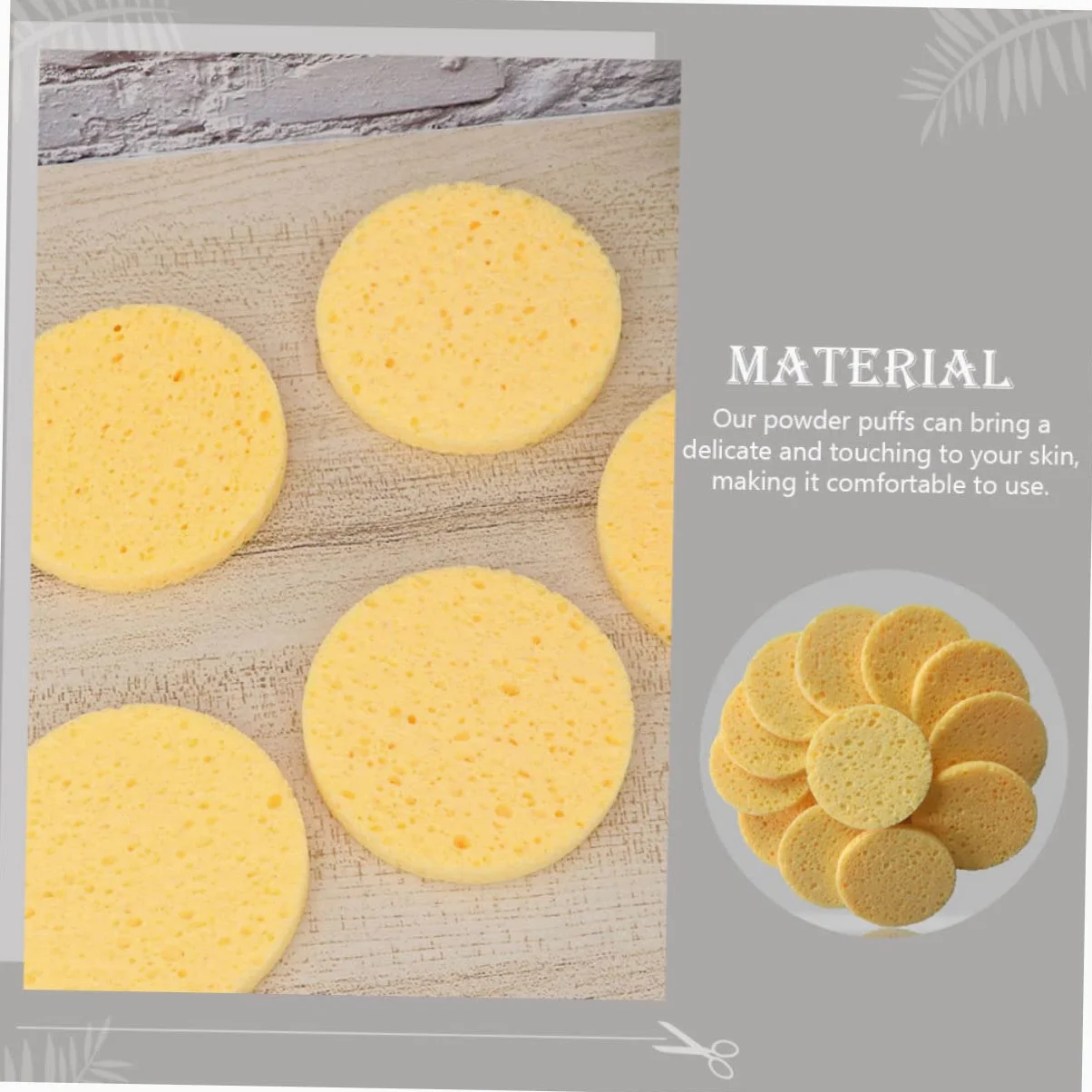 Piumino da Cipria Rotondo 100 Pezzi in Spugna di Cellulosa | Giallo, per Casa e Salone, Assorbe Perfettamente la Cipria, Effetto Make-up Naturale e Pulizia Viso