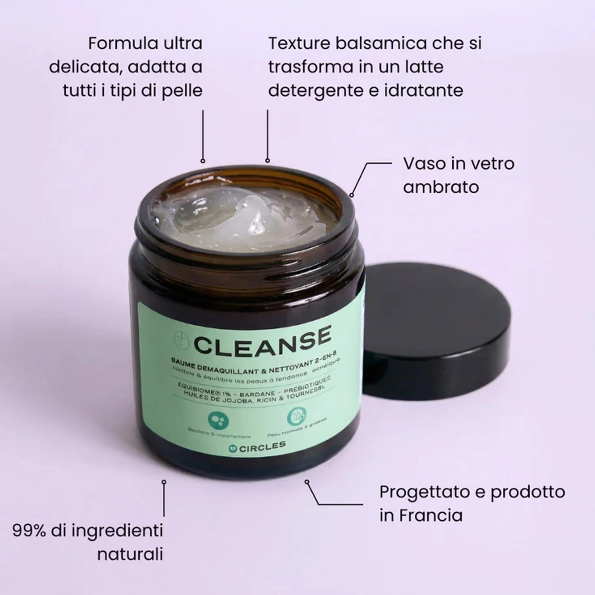 Circles CLEANSE Struccante e Detergente Viso Balsamo in Olio 100 ml