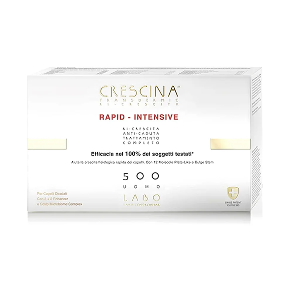LABO Crescina Transdermic RAPID-INTENSIVE Doppio Trattamento Anticaduta e Ricrescita 500 Uomo 20+20 Fiale Lozione
