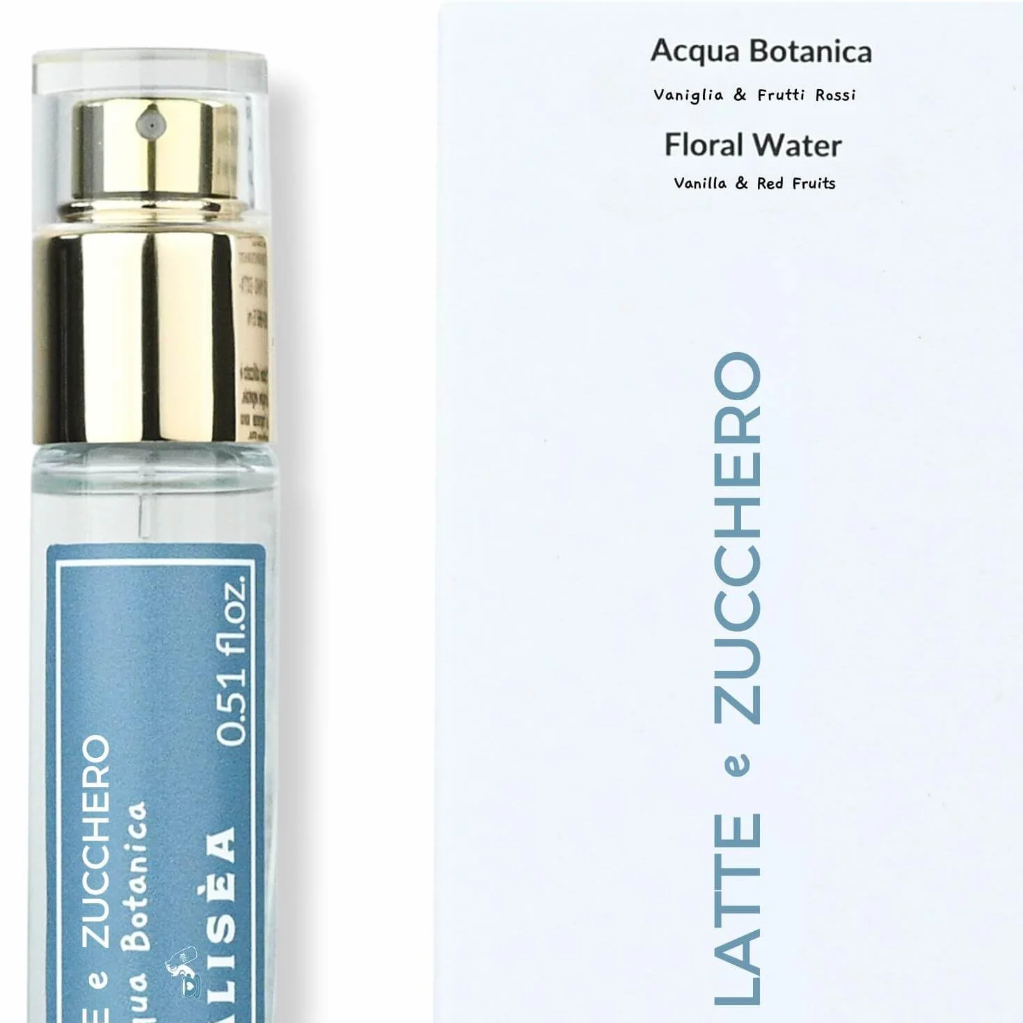 Alisea Parma Mini Acqua Botanica LATTE E ZUCCHERO con Vaniglia e Frutti Rossi 15ml
