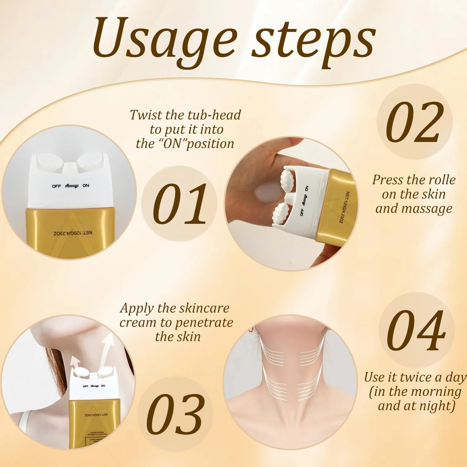 AH-8 Crema Rassodante per il Collo, Firming Neck Cream, Con Massaggio a Doppio Rull, Crema Collo e Décolleté Lifting per Rilassamento Cutaneo, Idratante, Ridurre Rughe