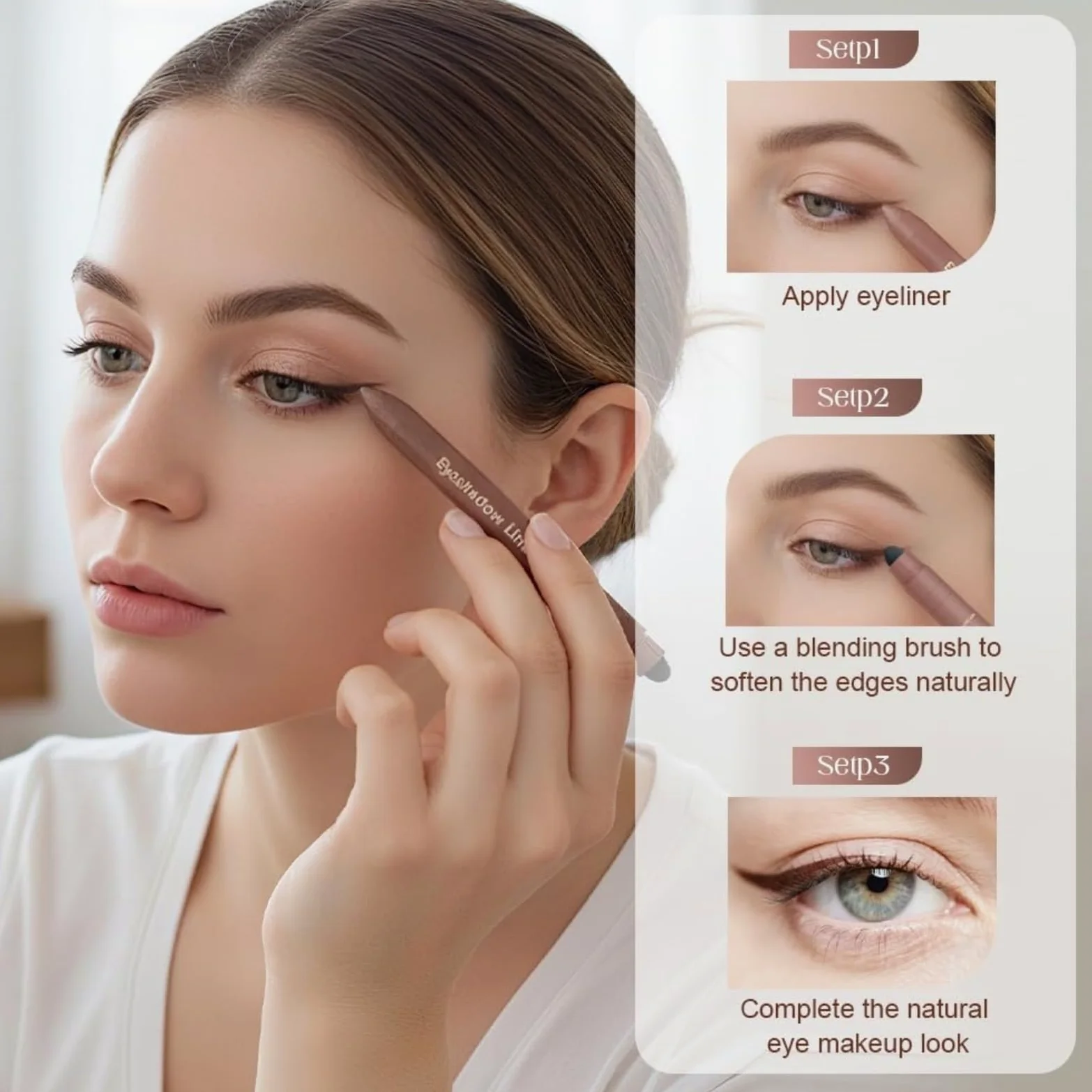 Eyeliner impermeabile 2026 - Eyeliner ad asciugatura rapida, colore nero con spugna Shadow Liner 2 in 1 Eye liner Eyeshadow resistente alle sbavature, colore nero