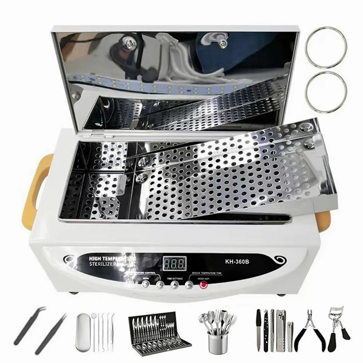 Sterilizzatore Ad Alta Temperatura 220℃, Sterilizzatore Portatile A Calore Secco Da 300 W E 2,2 L Per Strumenti Per Unghie Con Timer (0-120 Min), Per Dentistico, Per Tatuaggi E Saloni Di Manicure
