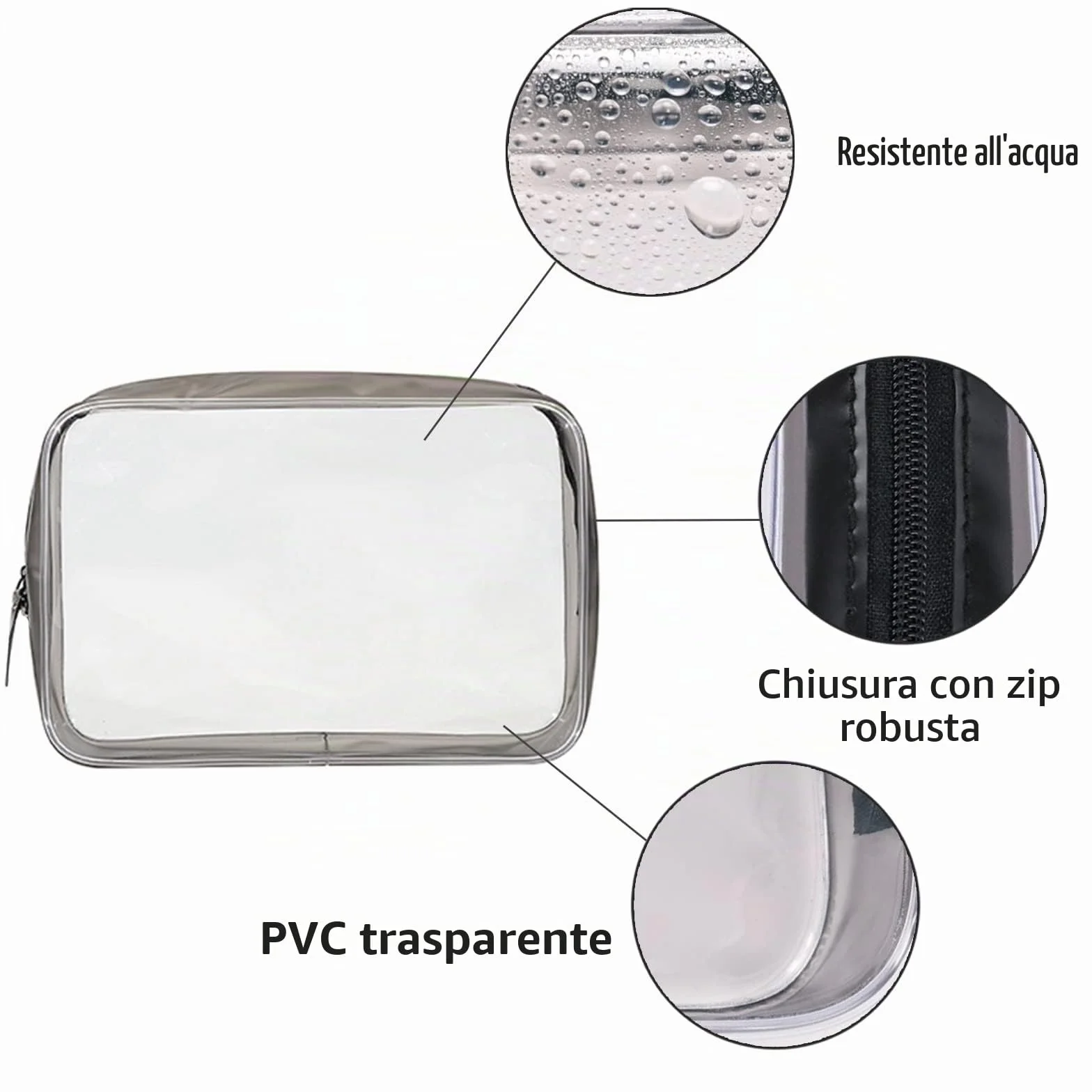 KEYRI 5 Pezzi 100ml Contenitori da Viaggio per Liquidi Bottigliette da Viaggio Set per Aereo Kit da Bottiglie da Viaggio con Trasparente Volo Borsa da Toilette Set da Viaggio per Cosmetici, FDA (Nero)