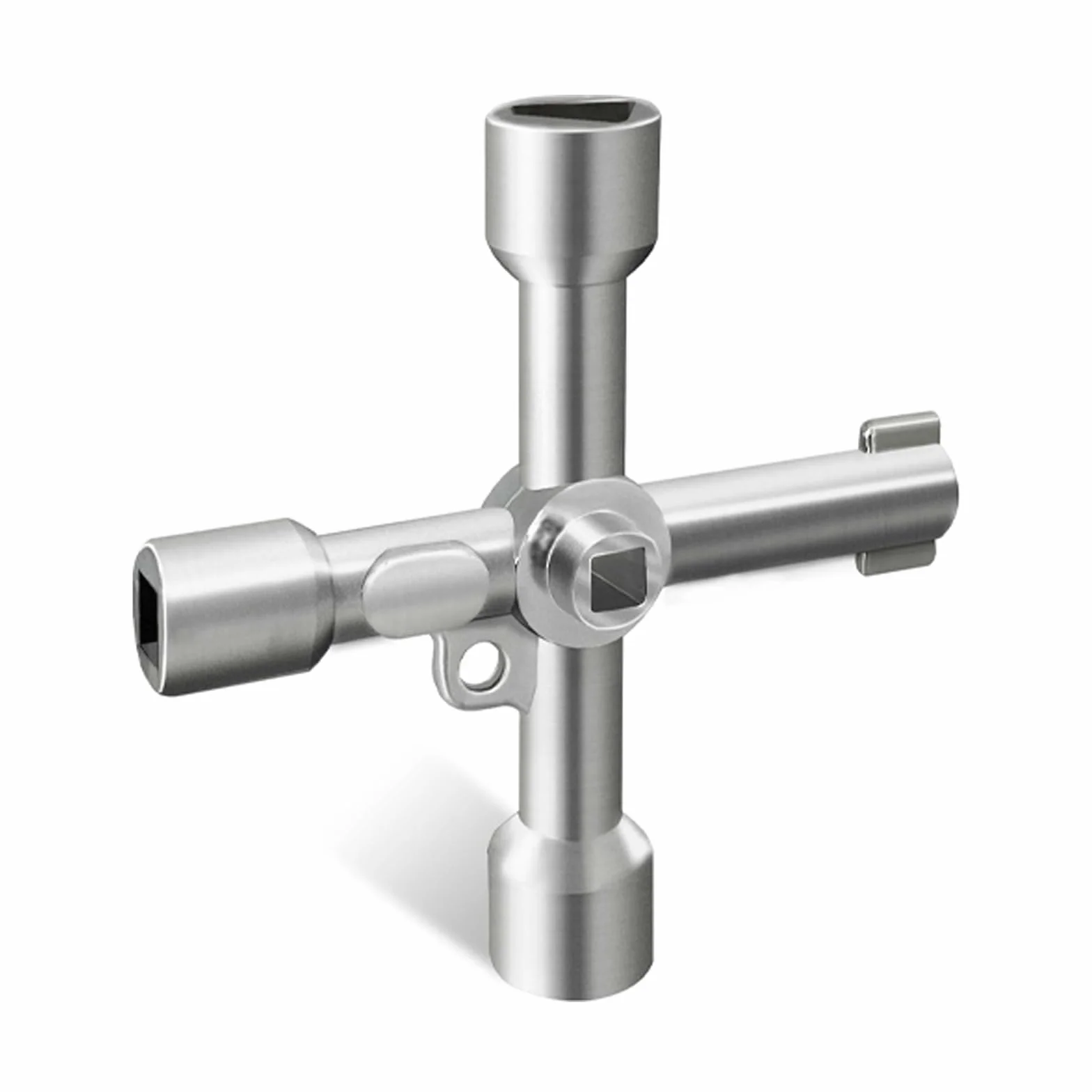 Chiave Multifunzionale a 4 Vie Universale per Contatore Gas Elettrico Armadio Radiatore Argento