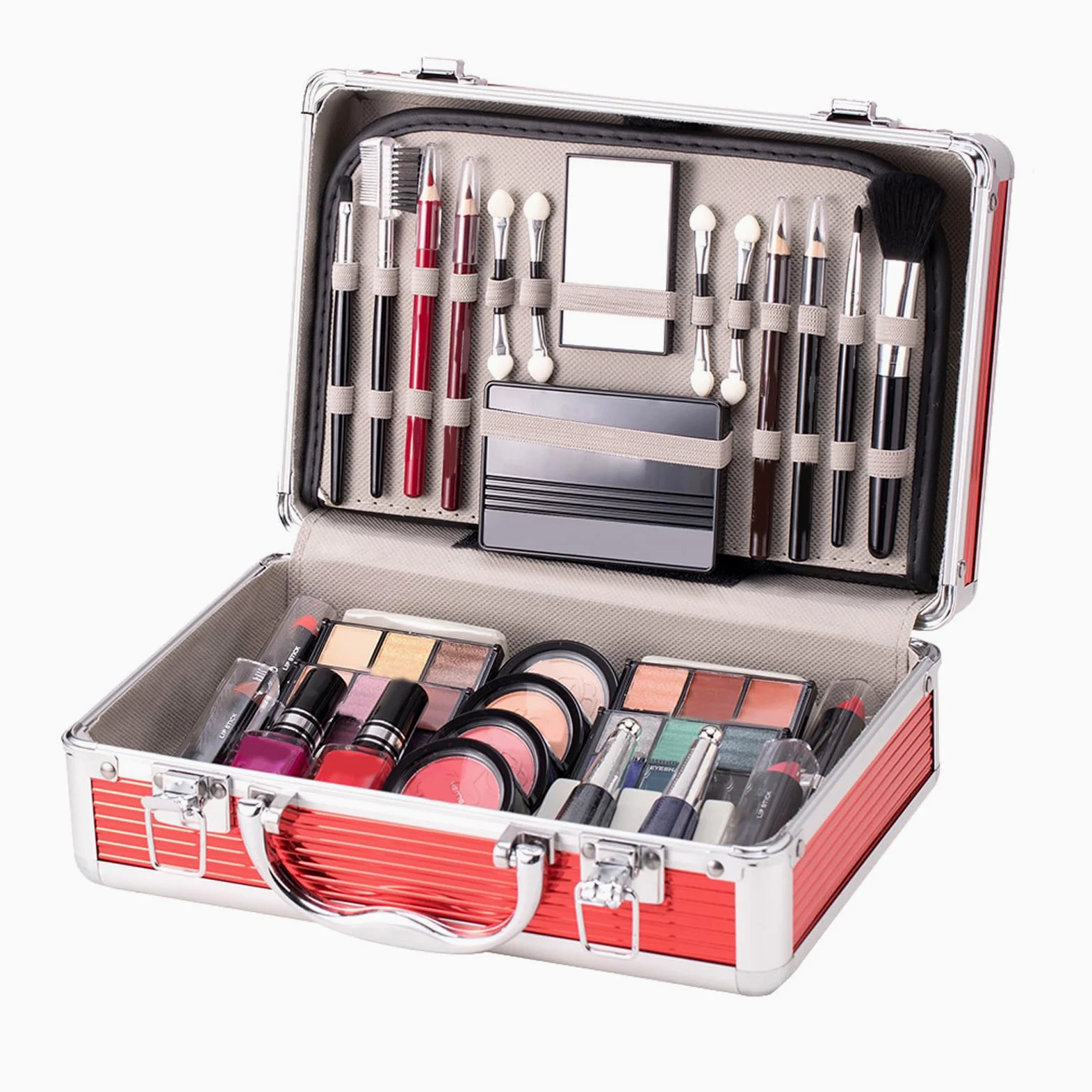 Set trucco per principianti, kit trucco per adolescenti | Kit per principianti con custodia | Ombretto, fard, per sopracciglia, rossetto, smalto, pennello per sopracciglia per il degl