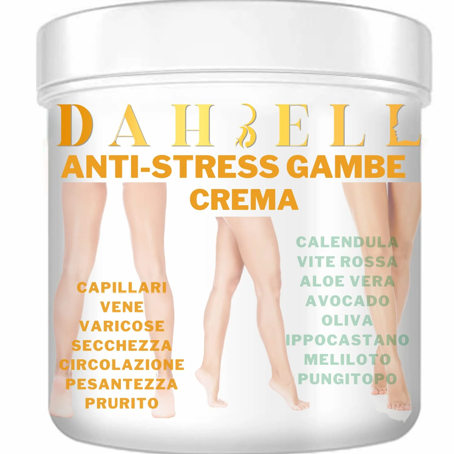 Dahbell Crema per vene varicose capillari rotti circolazione gambe con vite rossa calendula ippocastano aloe vera