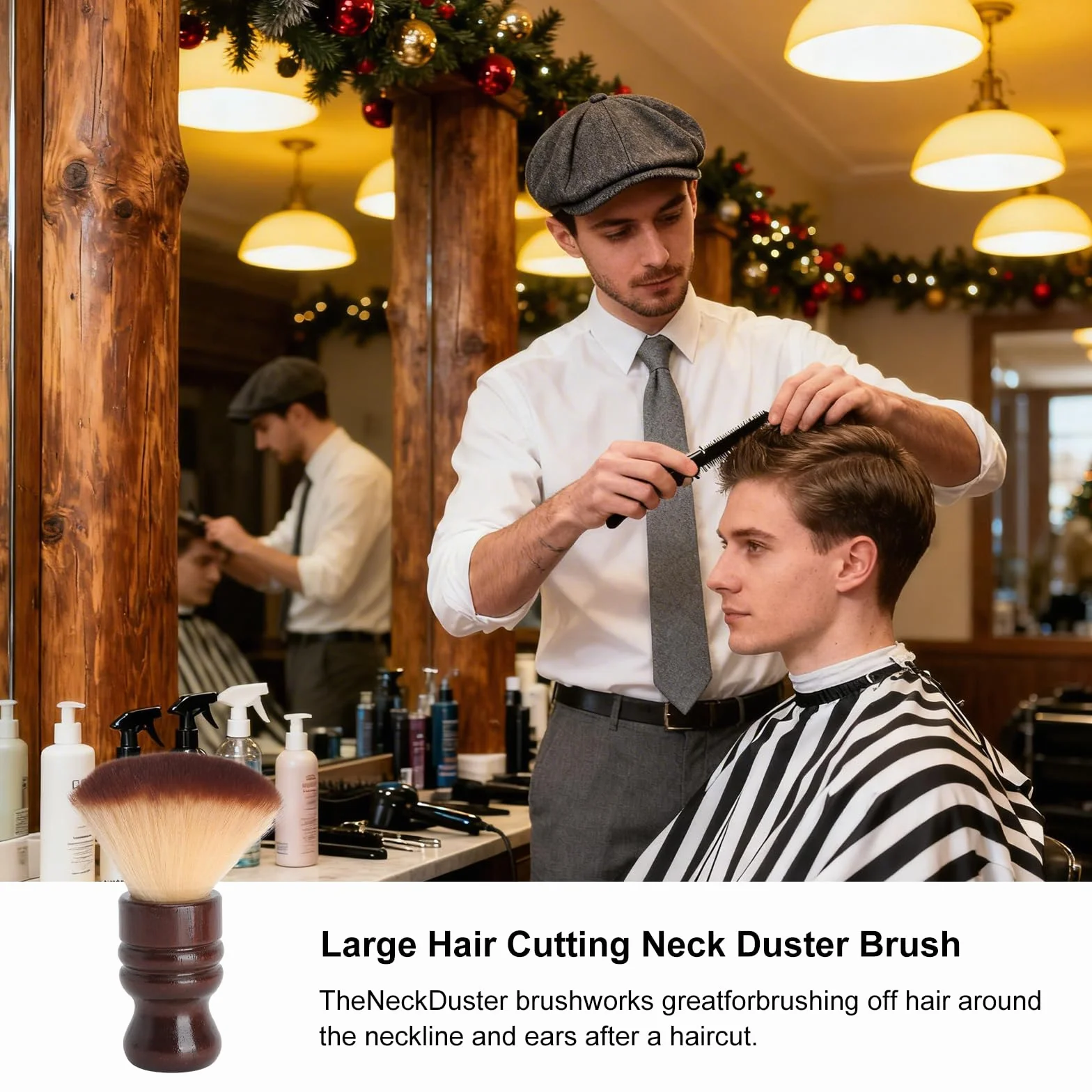 Pennello da Barba Spazzola Barbiere per Salone,Pennello Professionale per Talco, Barbiere Collo Spazzola Spazzola Barba per Barber Shop,Spazzola Professionale per Parrucchieri/Barbiere in Legno