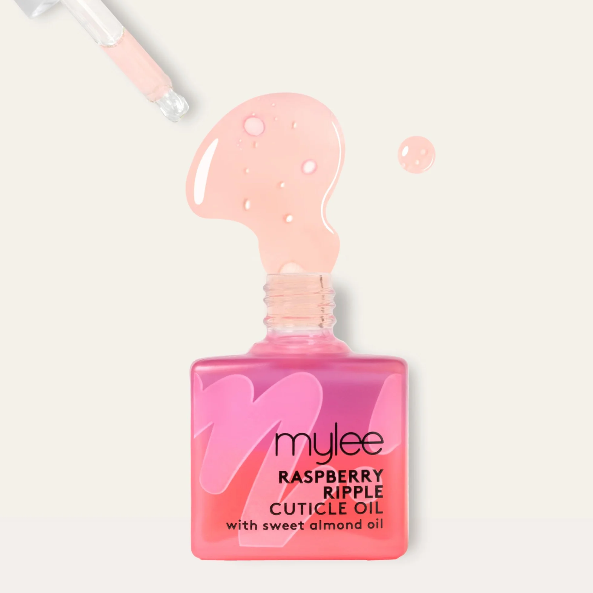 Mylee Olio per Cuticole Raspberry Ripple 10ml - Formula Nutriente Bi-Fase con Oli di Mandorle Dolci, Macadamia e Jojoba - Idrata e Rigenera le Unghie - Vegan e Senza Crudeltà