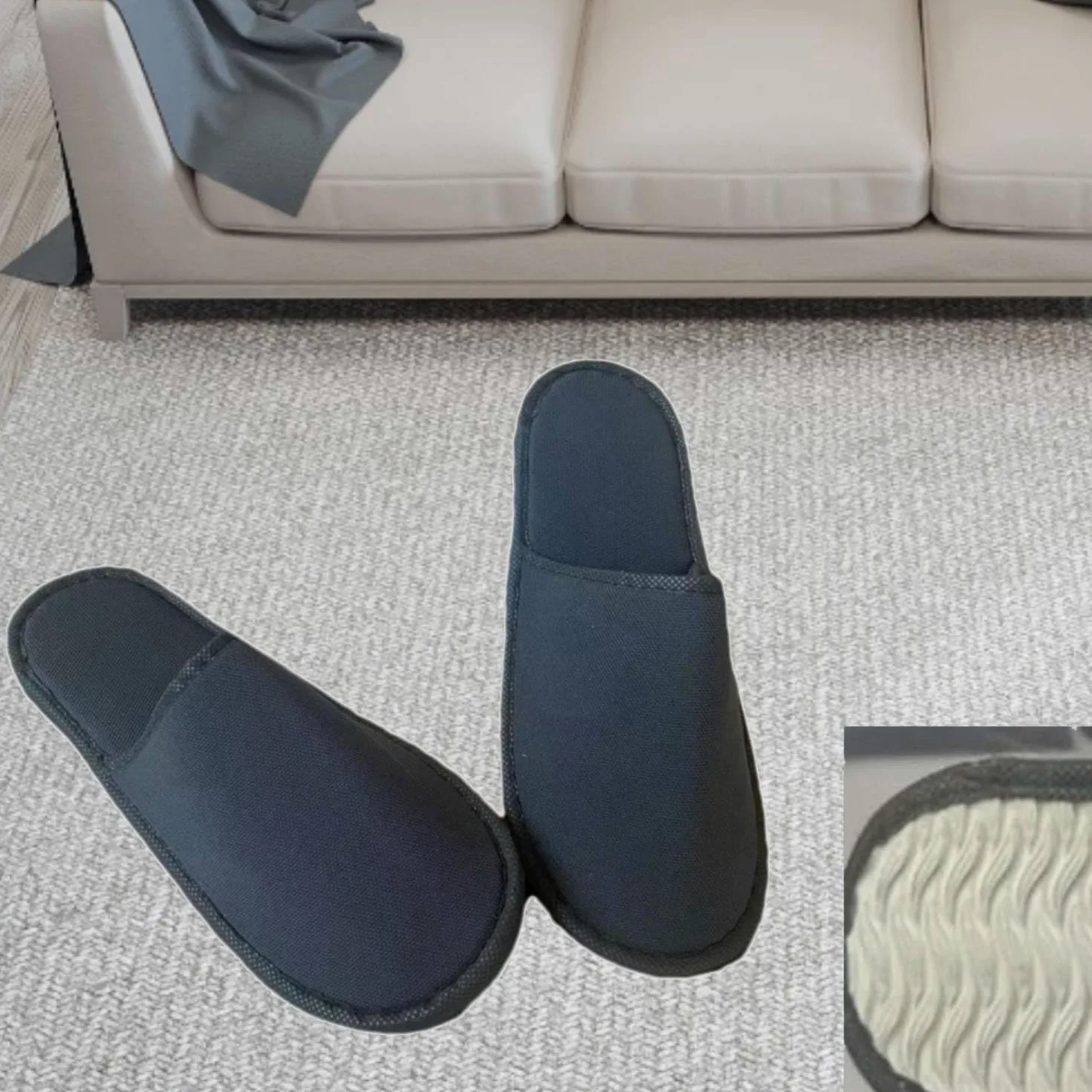 50 Paia Pantofole Monouso Tessuto Unisex Antiscivolo per Hotel Spa Viaggi | Ciabatte Usa E Getta Leggere Traspiranti Suola Spessa Bianco Nero Taglia 42 Adulti