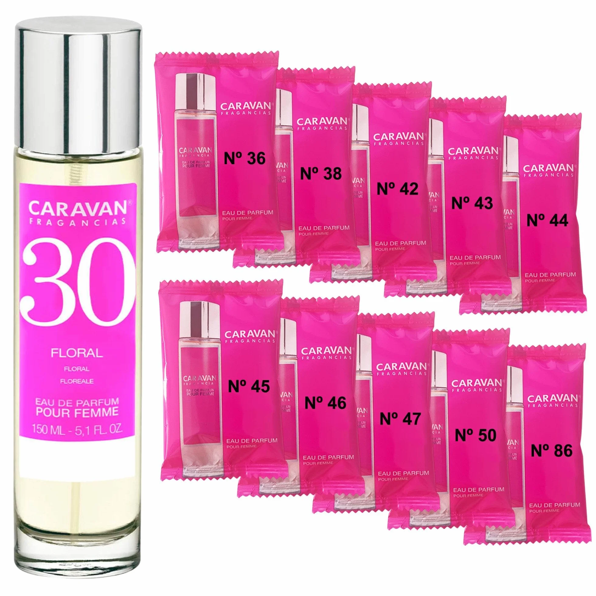 CARAVAN FRAGANCIAS Profumo da donna n. 30 da 150 ml + set di 10 flaconcini di fragranze femminili diverse da Caravan per scoprire nuovi aromi