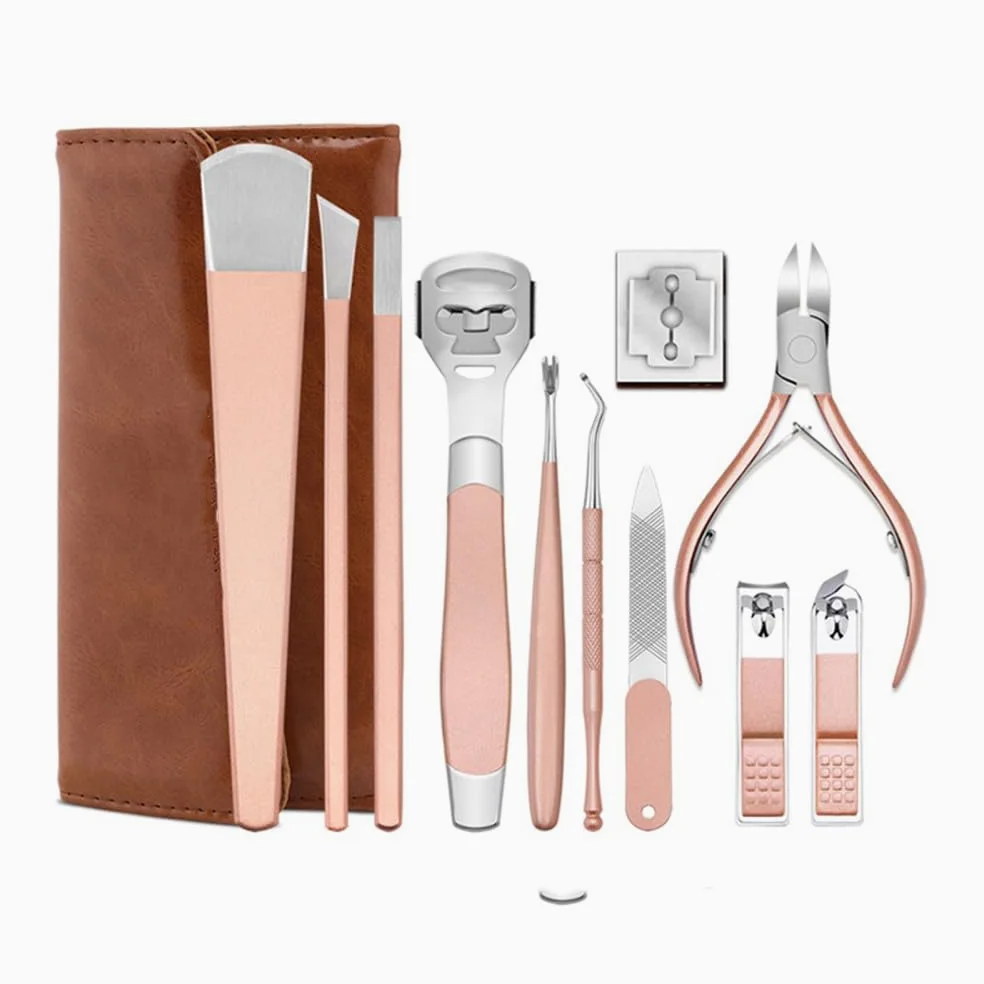 Kit per Pedicure da 17 Pezzi, tagliaunghie per Unghie incarnite, tagliaunghie per cuticole, Pinza per Pedicure, Strumento per Pedicure, Set da 2 Pezzi Rosso (Set da 11 Pezzi)