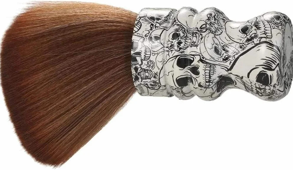 1 pennello da barba morbido per collo e viso, spazzola per la pulizia dei capelli da barbiere con manico
