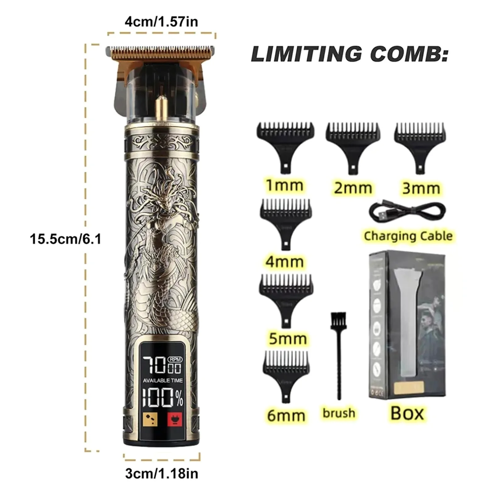 Rasoi T9 USB Elettrico Barbiere Ricaricabile Nuovo Barbiere Uomo Rasoio Rasoio Capelli Rasoio Professionale Mega Zero Macchina di Finitura Rasoio Ceramica (LCD Buddha)