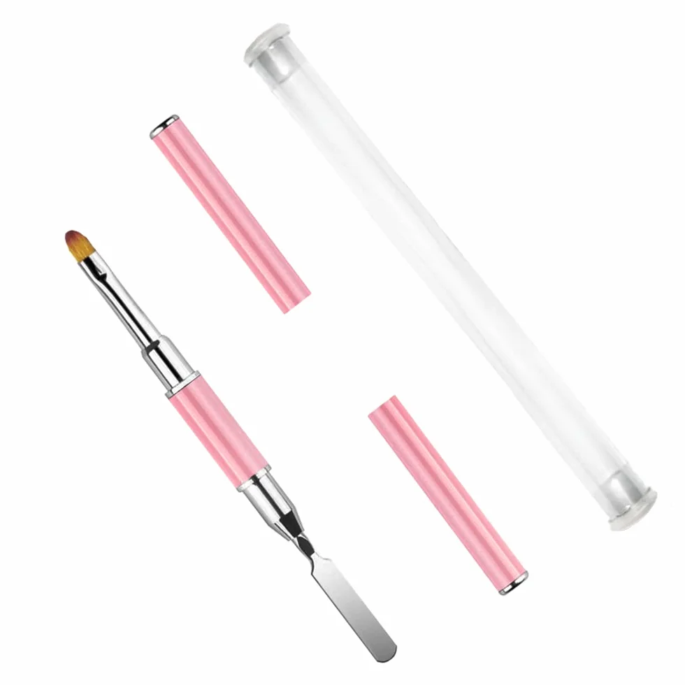 Dual-ended Nail Art Penna, Pennello Gel Unghie Ricostruzione, 2 in 1 Nail Art Brush Dual Ended, Unghie Dual End Pennello in Gel, Strumento Per Manicure Fai Da Te