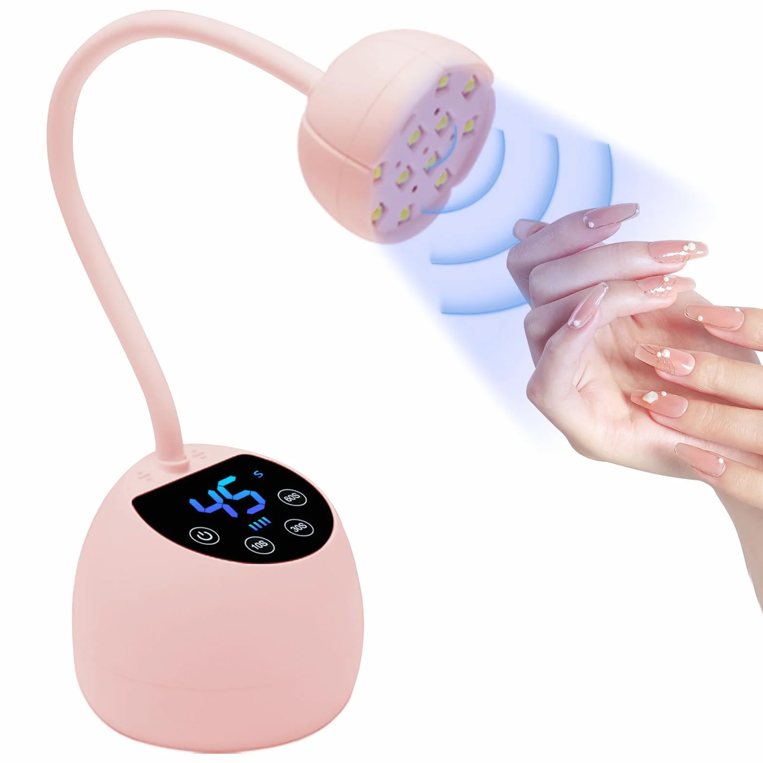 CGBE Mini Lampada UV Led Unghie con Sensore Automatico Intelligente e Display LCD, 12 Perline LED Mini Lampada Unghie con 4 Timers, 36W Mini Asciuga Unghie Portatile Adatta per Salone e Casa