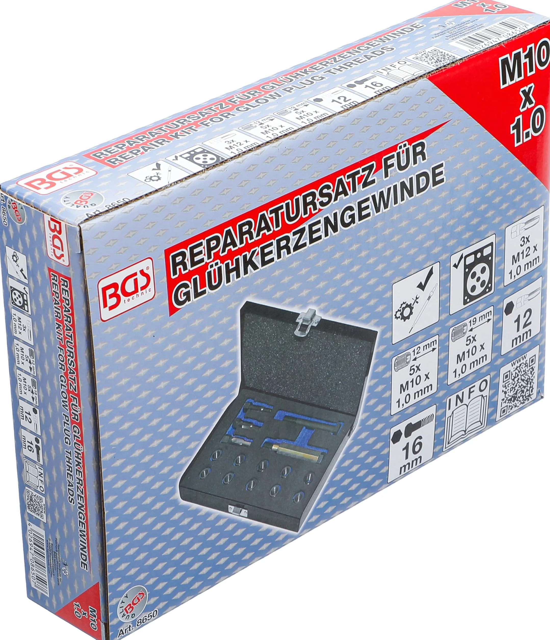 BGS 8650 Kit di riparazione per filetti sedi candelette M10 x 1,0