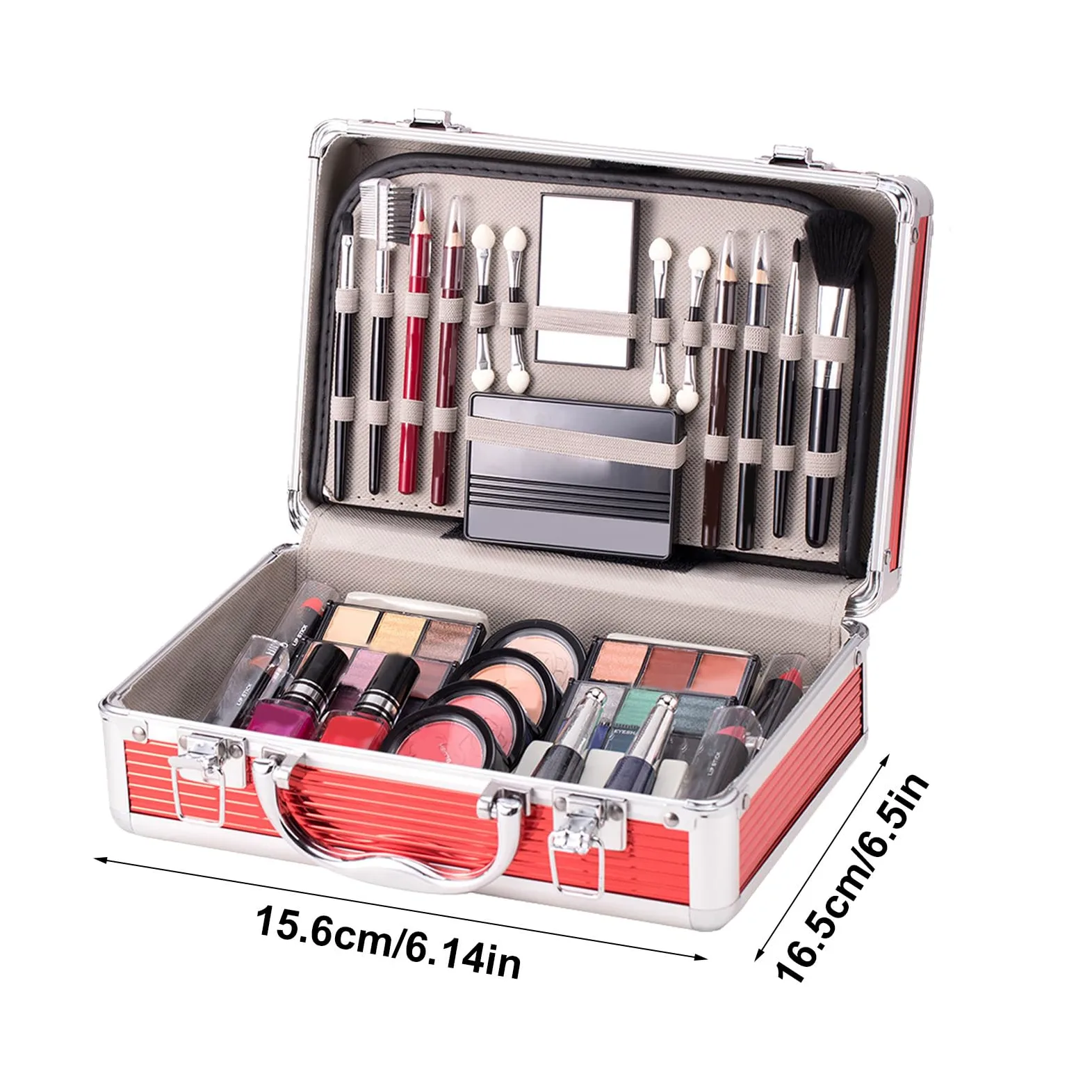 Set trucco per principianti, kit trucco per adolescenti | Kit per principianti con custodia,Ombretto, fard, per sopracciglia, rossetto, smalto, pennello per sopracciglia con custodia