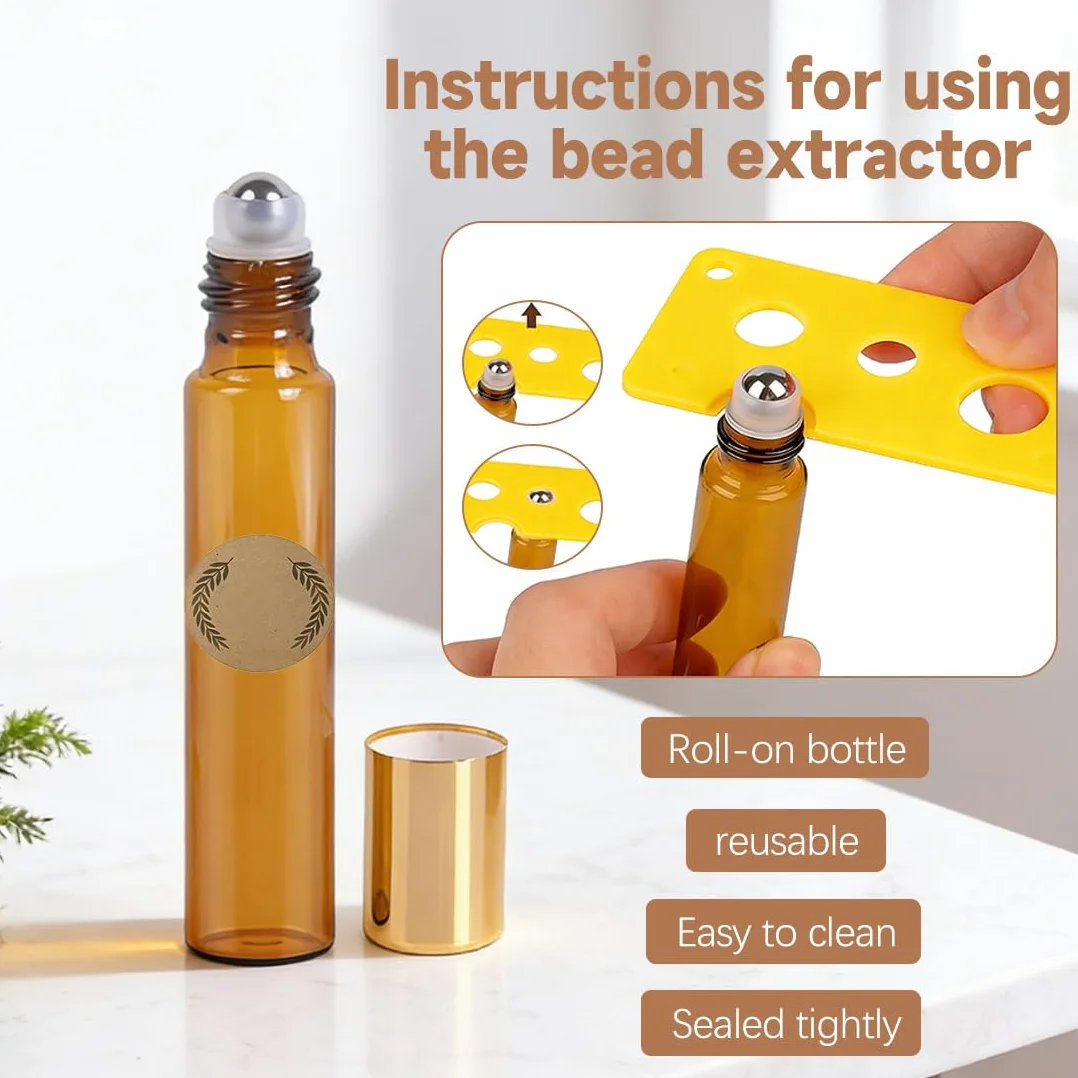 10 Ml Roll On Vuoto Per Oli Essenziali, 10 Pezzi Bottiglie Roll On Per Oli Essenziali, Boccette Vetro Con Sfera In Acciaio Inossidabile, Per Profumi, Oli Essenziali E Cosmetici