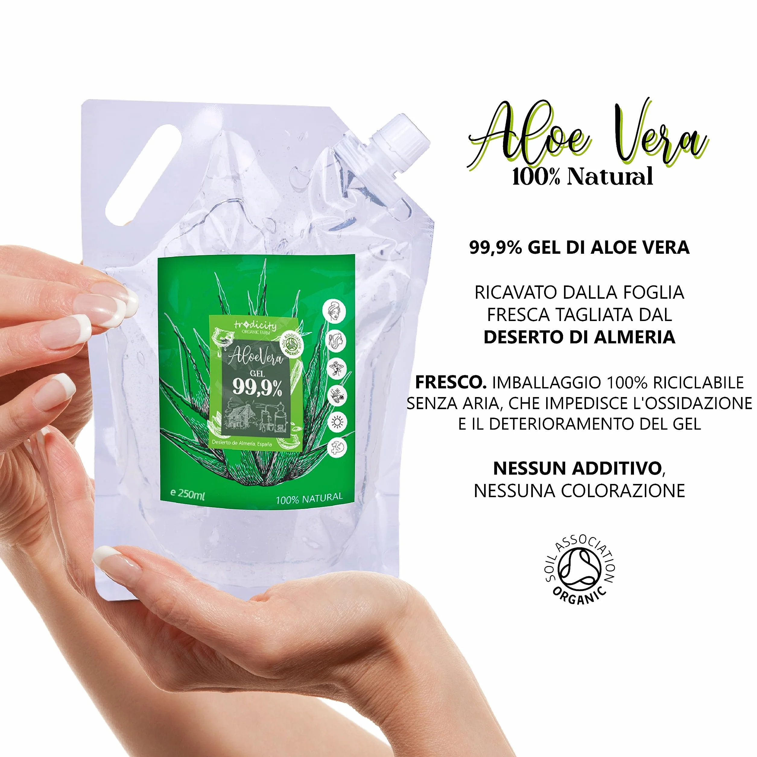 Gel di Aloe Vera Puro al 100% - Idratante per Viso, Corpo e Capelli - Lenitivo per Scottature, Dopobarba e Trattamento Acne- 1000 ml 1 kg