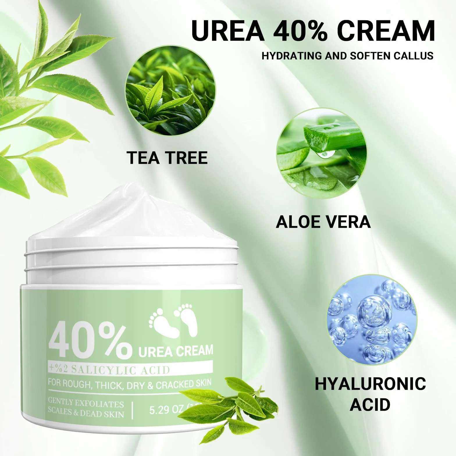 Crema Urea 40% con Acido Salicilico 2% e Aloe Vera per Piedi Secchi Sscrepolati