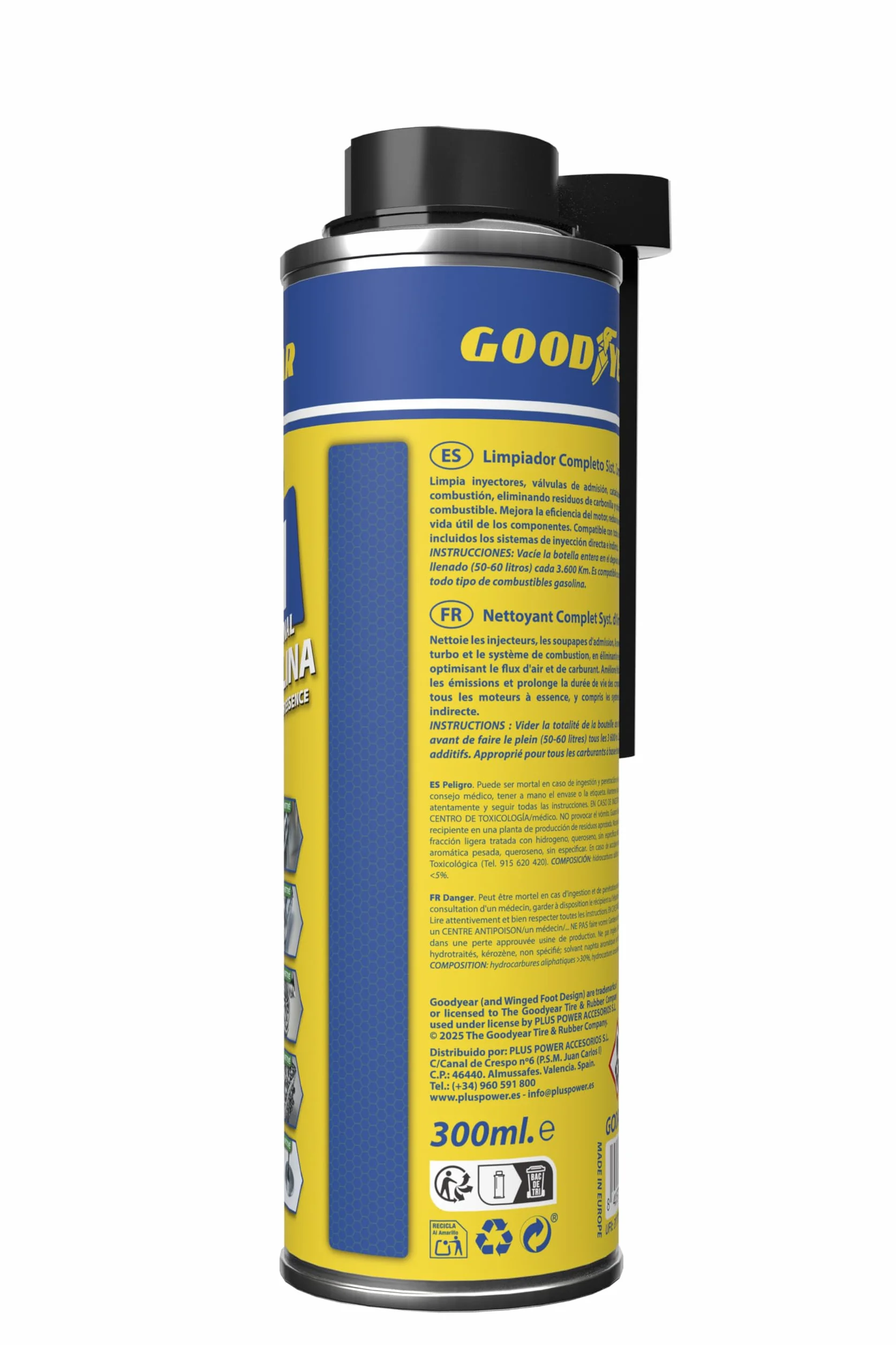 Goodyear Additivo detergente per Motori a Benzina 5 in 1 300 ml Detergente iniettori Turbo catalizzatore