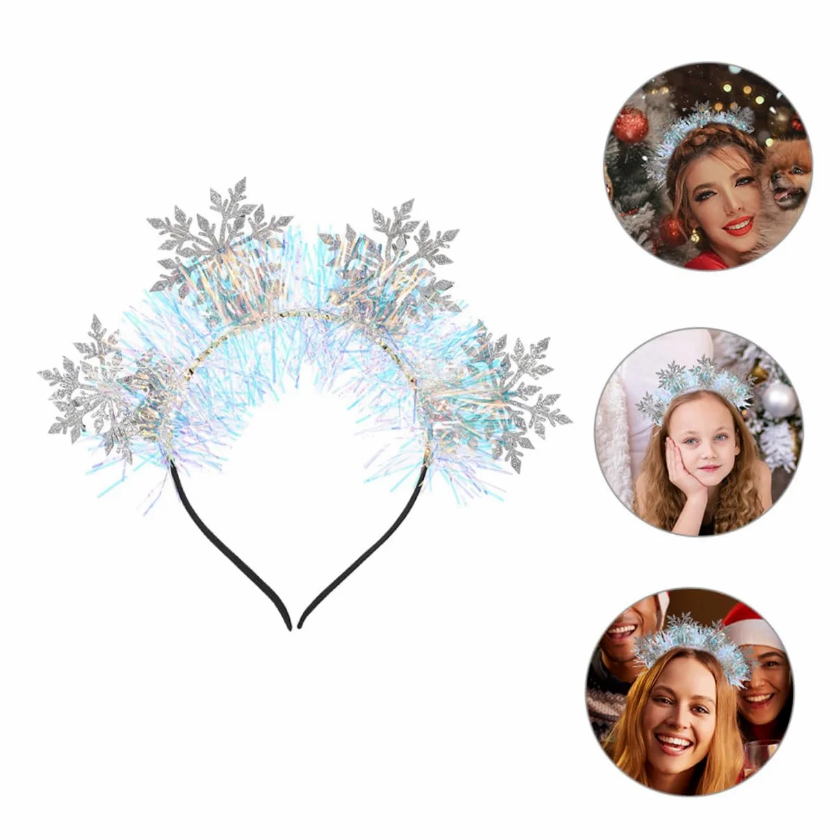 Beaupretty 3pezzi Fascia per Capelli Fiocchi di Fascia per Capelli Glitter per Feste di Natale Natalizi per Ragazza