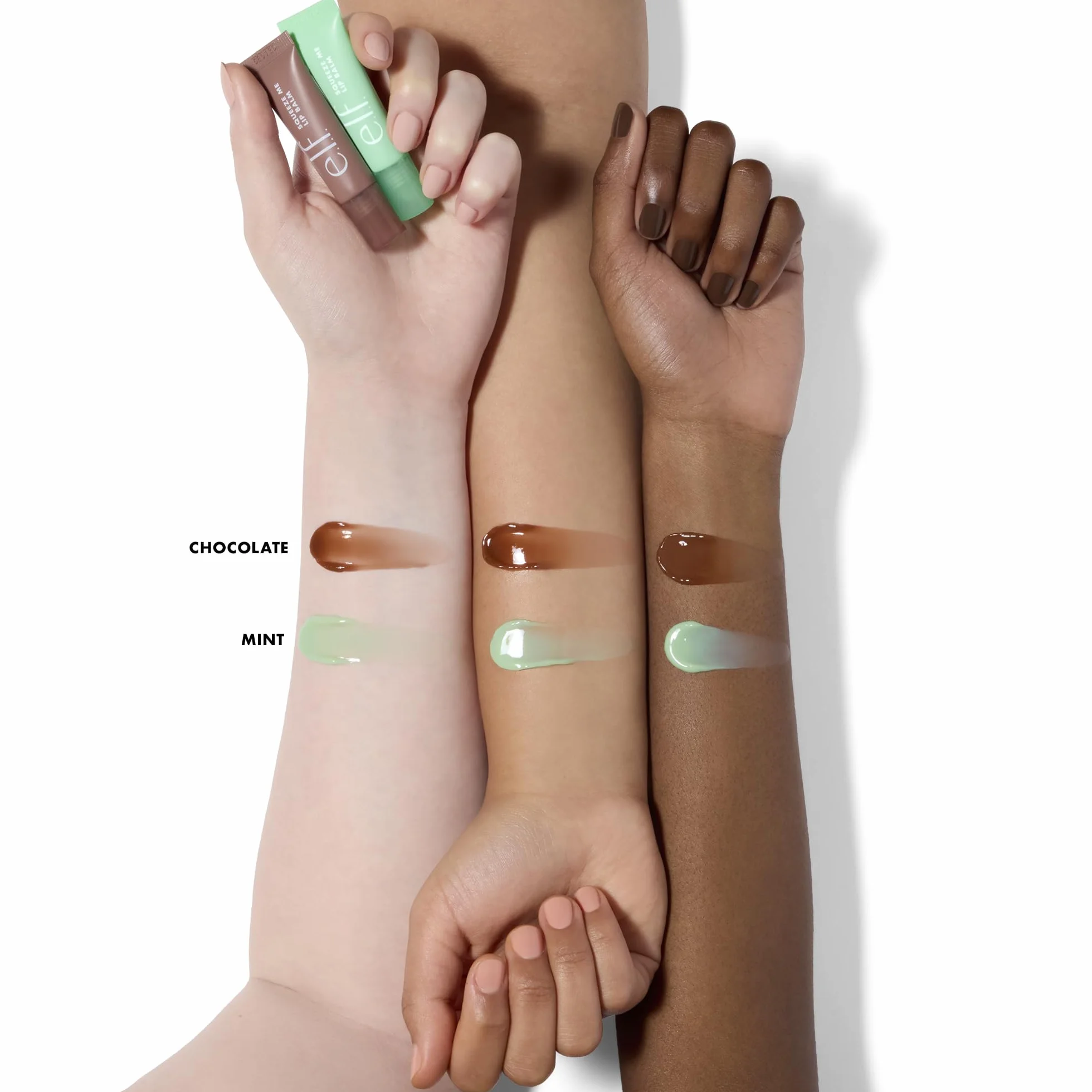 e.l.f. Squeeze Me More Lip Balm Duo, balsamo labbra idratante per un tocco di colore sheer, arricchito con acido ialuronico, prodotto vegano e non testato sugli animali, MINT/CHOCOLATE