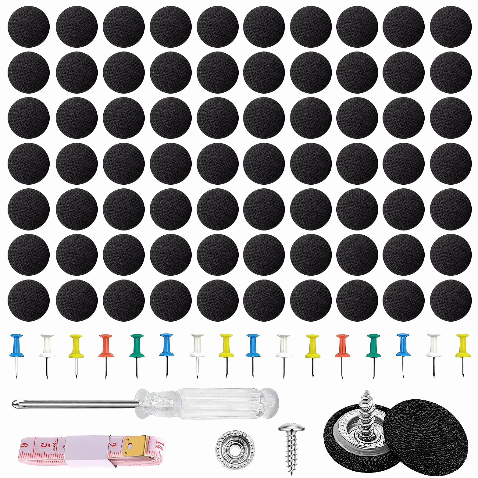 Set di riparazione rivestimento tetto auto 70 pezzi con rivetti, bottoni, cacciavite, metro a nastro