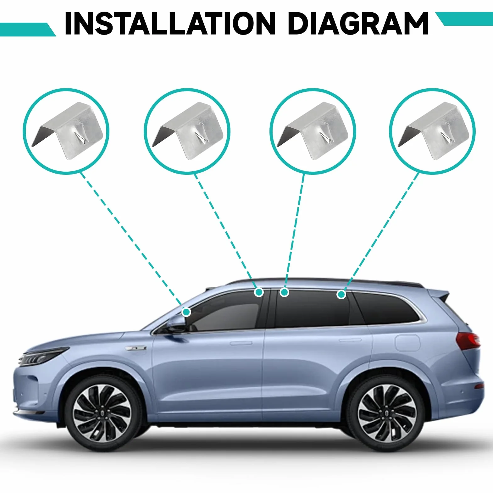 Clip per deflettori d'aria auto in acciaio inox compatibili HEKO G3