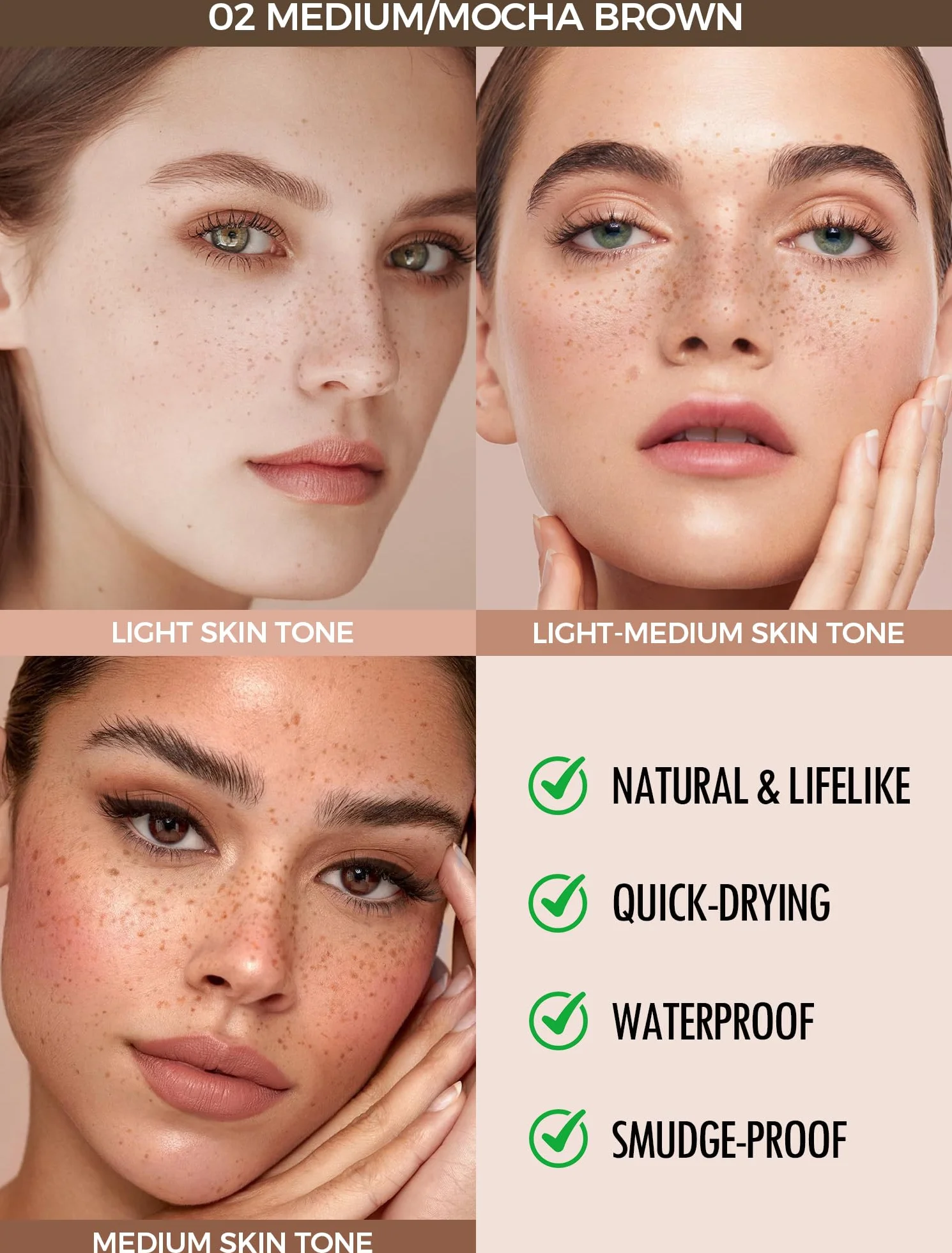Anglicolor Lentiggini Finte,Freckle Maker,Timbro per lentiggini,lunga durata, impermeabile,a prova di sbavature,facile trucco naturale baciato dal sole, adatto a tutti i tipi di pelle (#02 Medium)