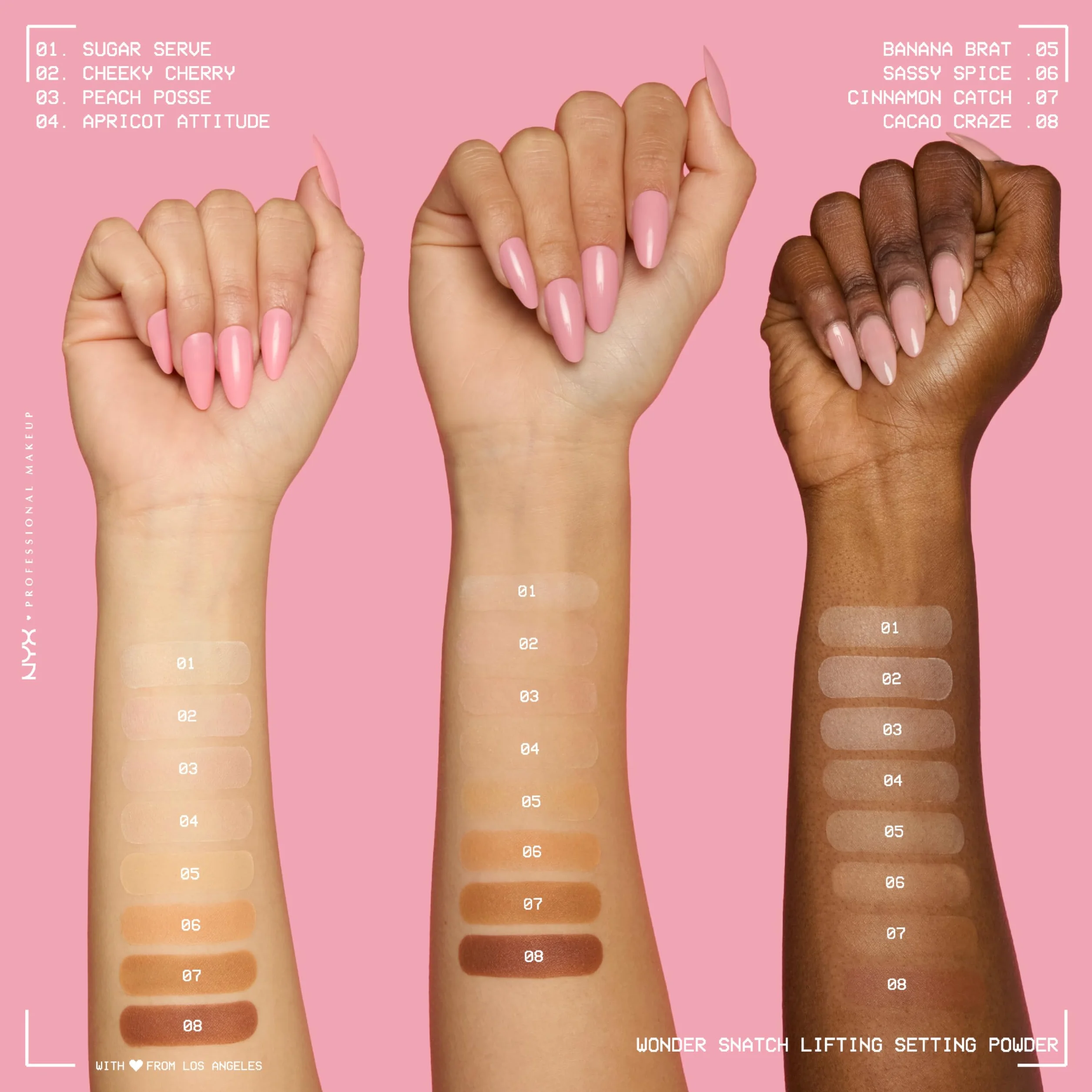 NYX Professional Makeup Polvere Libera Fissante, Finish Glow a Lunga Tenuta, Formula Arricchita con Peptidi e Tè Verde, Wonder Snatch Powder, Peach Posse, 6 g