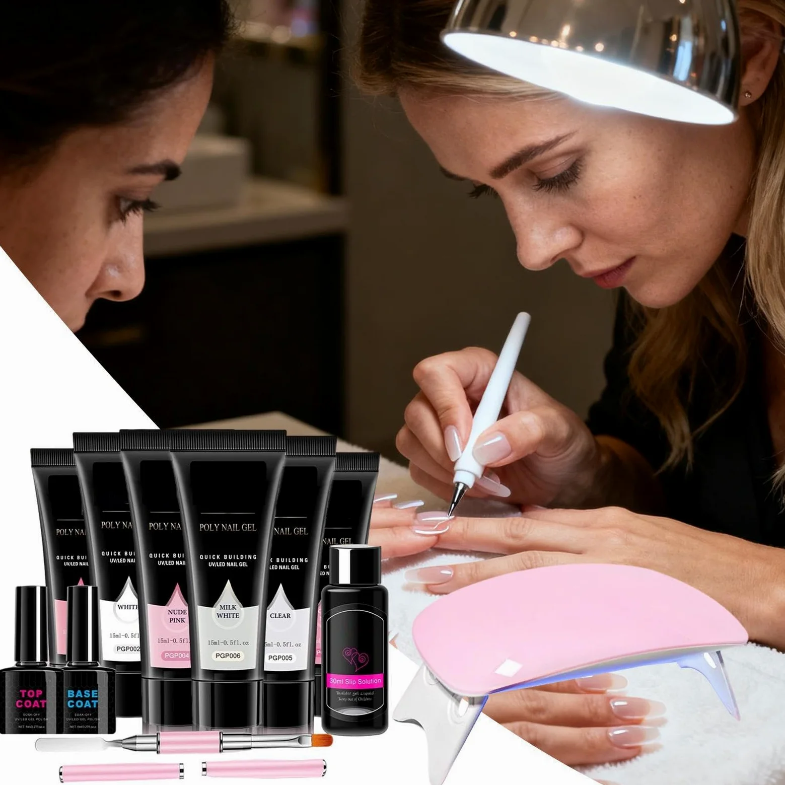 Kit Per Ricostruzione Unghie 6 Colori Leggeri | Gel di Finitura Professionale per Unghie Ideale per Viaggi Casa Ufficio Scuola Fidanzata Moglie