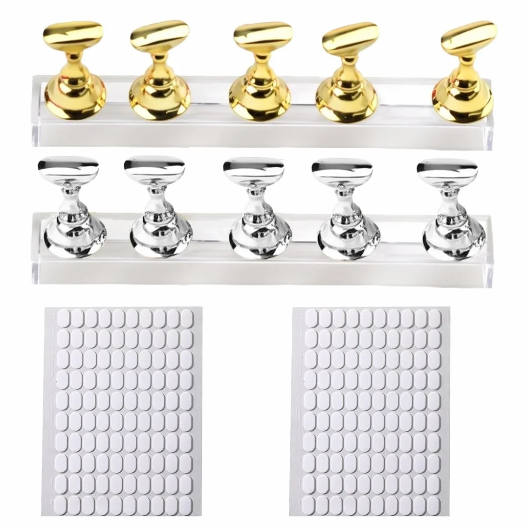 JEYORZY 2 Set Supporto Espositore Unghie Display Magnetico Acrilico per Manicure e Salone con 200 Adesivi