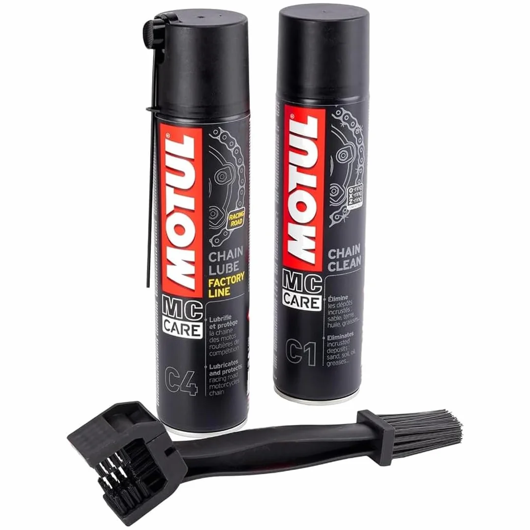 Motul C4 C1 Kit Detergente Lubrificante Catena 400 ml + Spazzola Pulizia