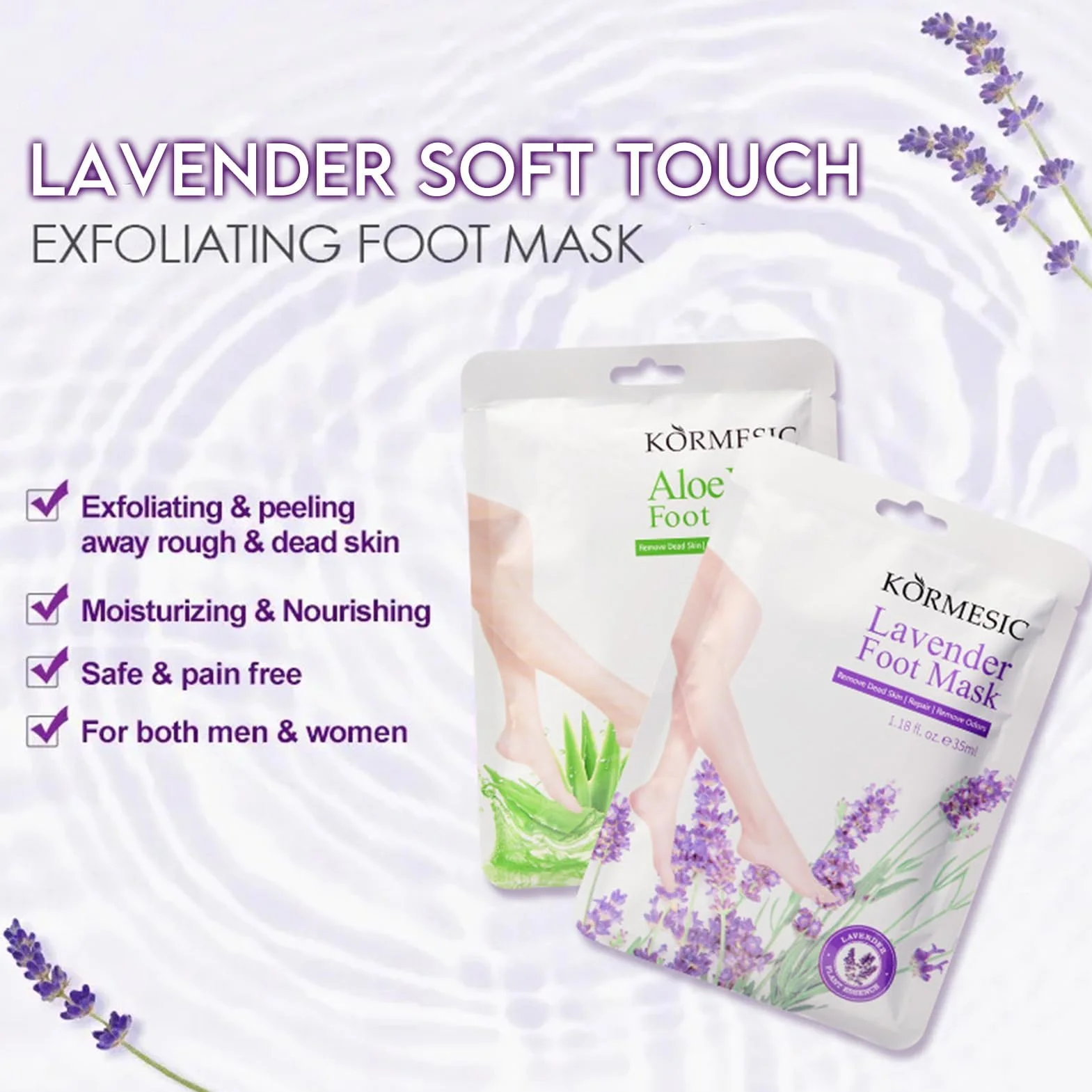 6 paia di maschere per i piedi, maschera idratante per i piedi, cura dei piedis secchi e screpolati, maschera per i piedis per uomini e donne (3 paia di aloe vera + 3 paia di lavanda)