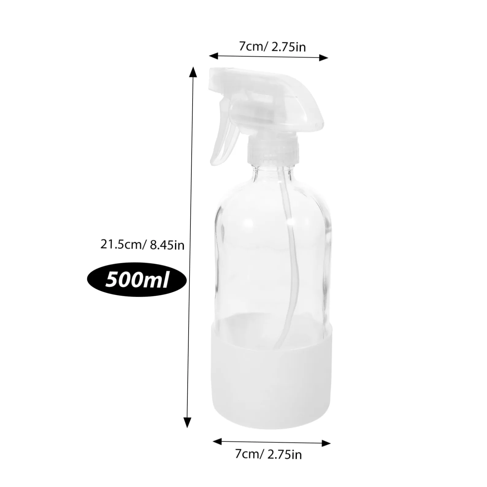Bottiglia Spray 500ml in Vetro con Rivestimento in Silicone, 2 Pezzi | Nebulizzazione Fine, Bianco Moderno, Flaconi Vuoti Riutilizzabili per Uso Quotidiano