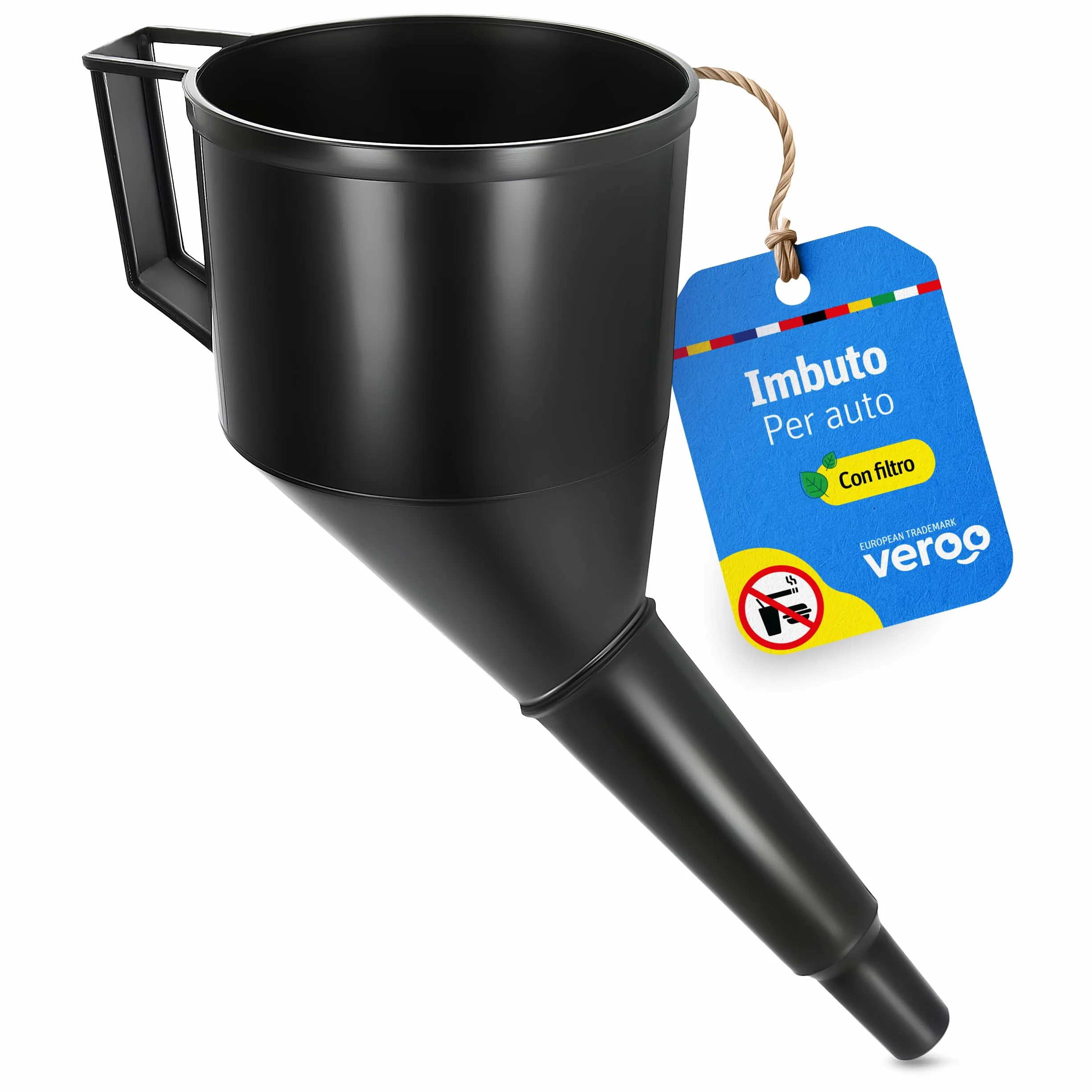 Imbuto Carburante per Auto, Benzina e Olio, Plastica Angolato con Filtro e Manico