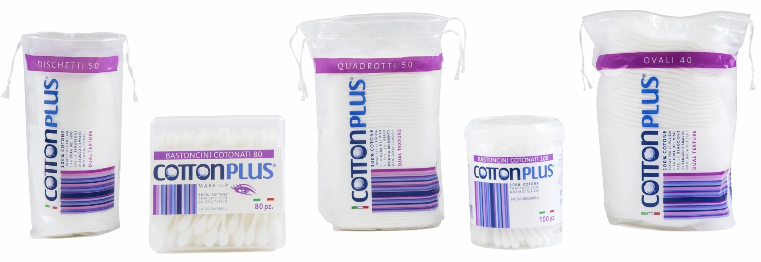 Cotton Plus OVALI 40 pz. - LINEA BEAUTY | OVALI 100% PURO COTONE | Dischetti struccanti per la pulizia del viso soffici e resistenti.