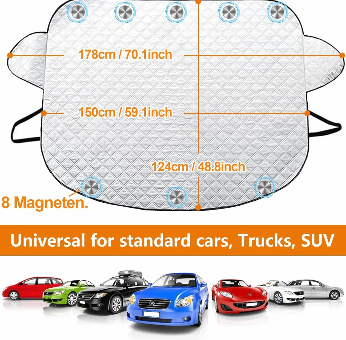 Parasole Auto Parabrezza 2026 con 8 Magneti Copriparabrezza Pieghevole 178 x 150 CM
