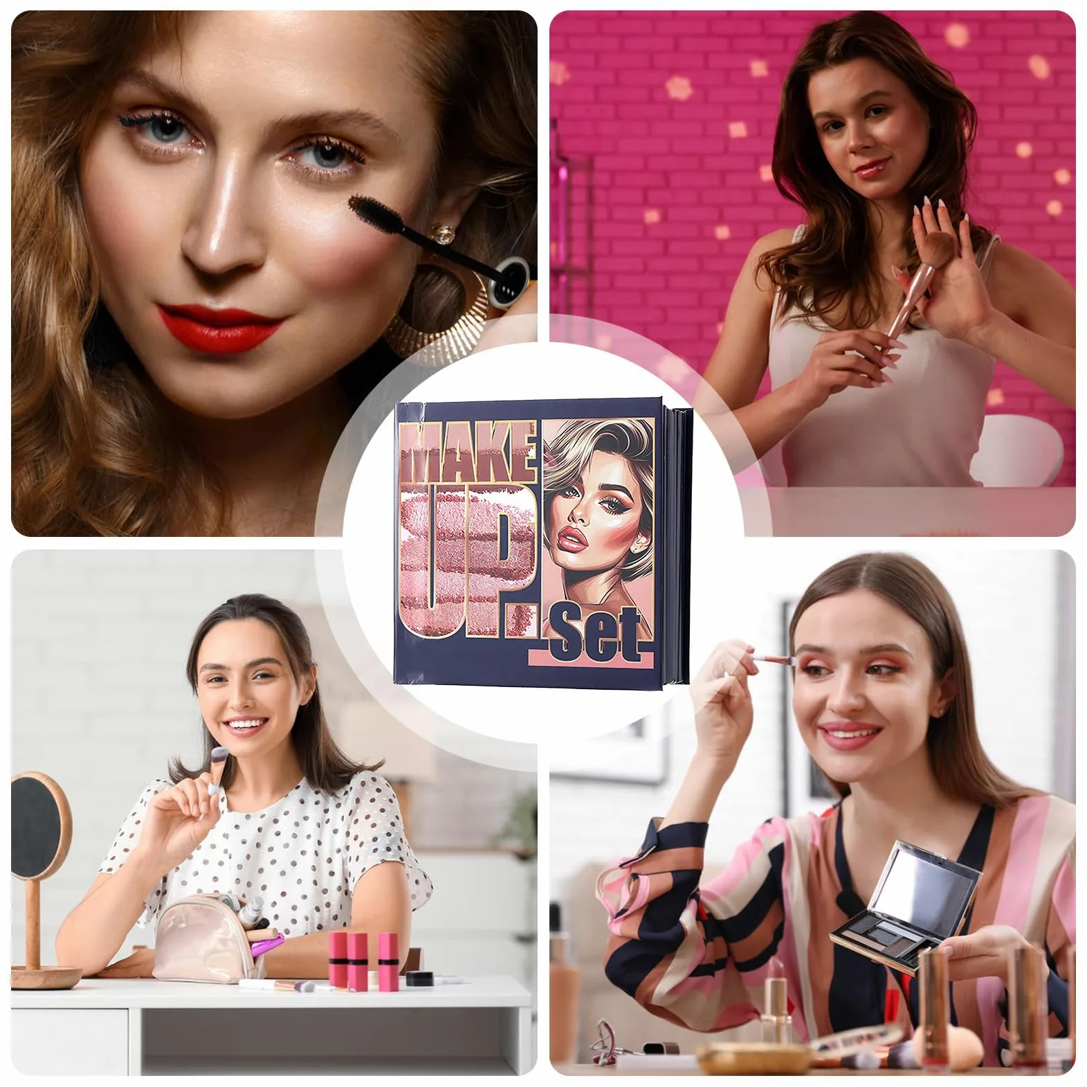 Trucco a Libro Fard Correttore Sfumabile | Trucco in Polvere per Blush e Occhi Ideale per Viso Occhi Labbra Compleanno Feste San Matrimonio Appuntamenti Viaggio e