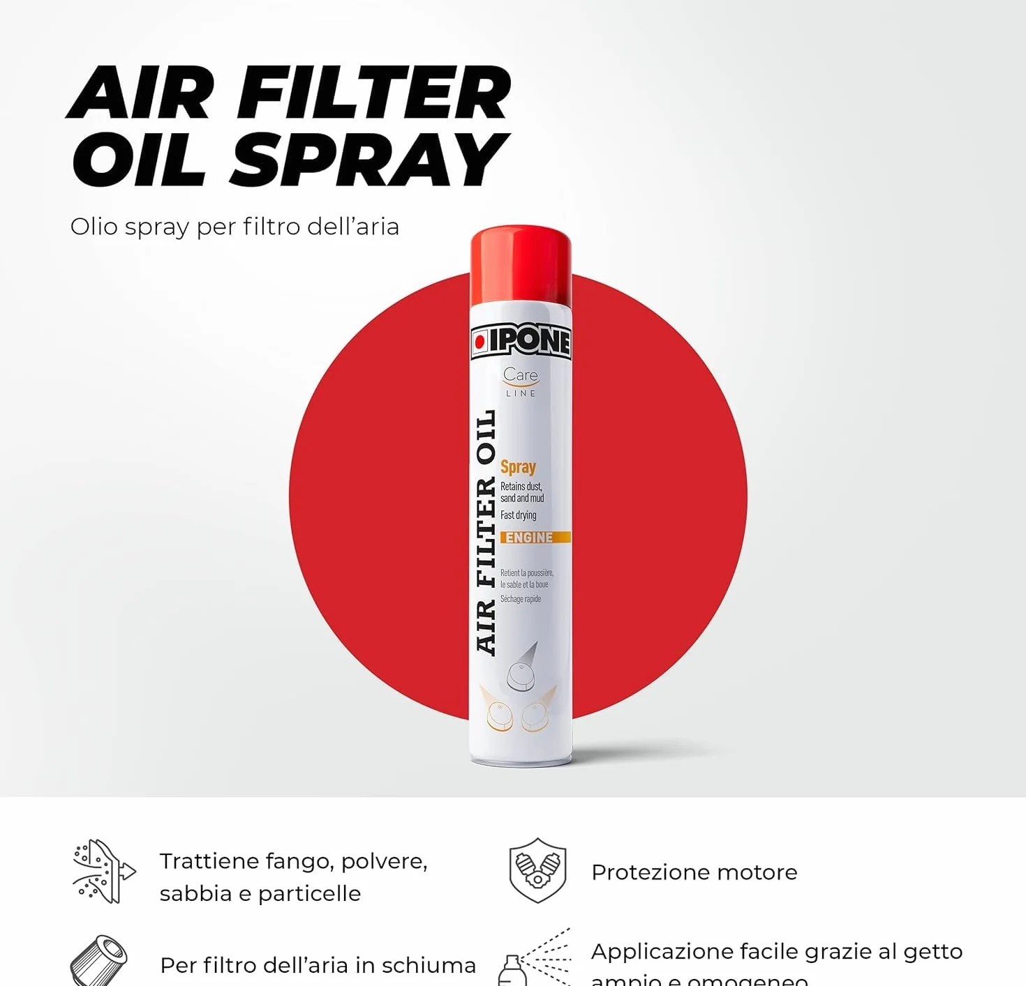 IPONE Olio Spray per Filtri d'Aria Moto 750 mL