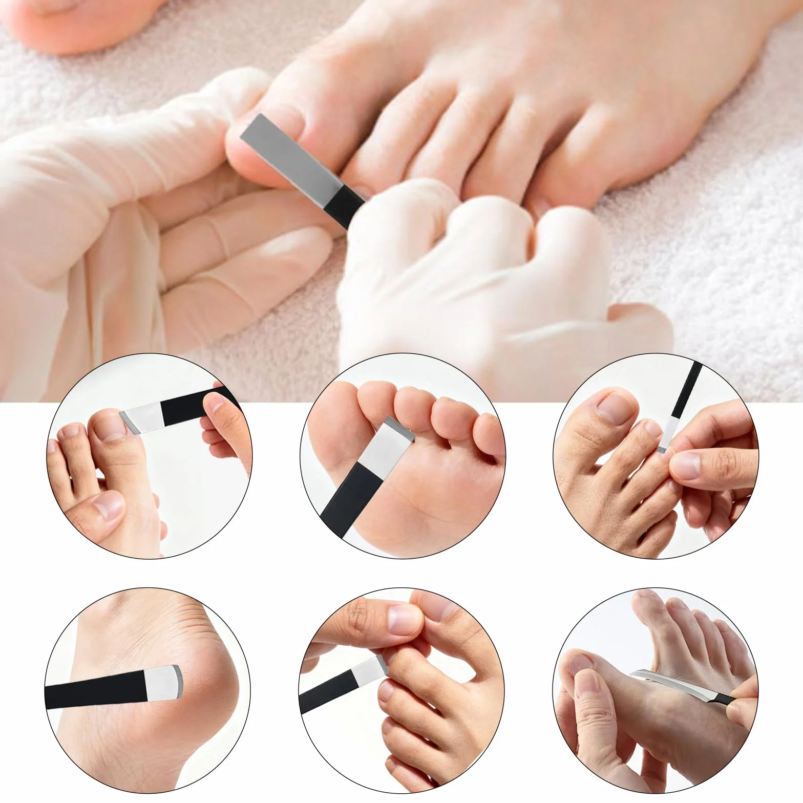 Bisturi per Pedicure Acciaio Inox Kit Professionale 6 Pezzi con Custodia