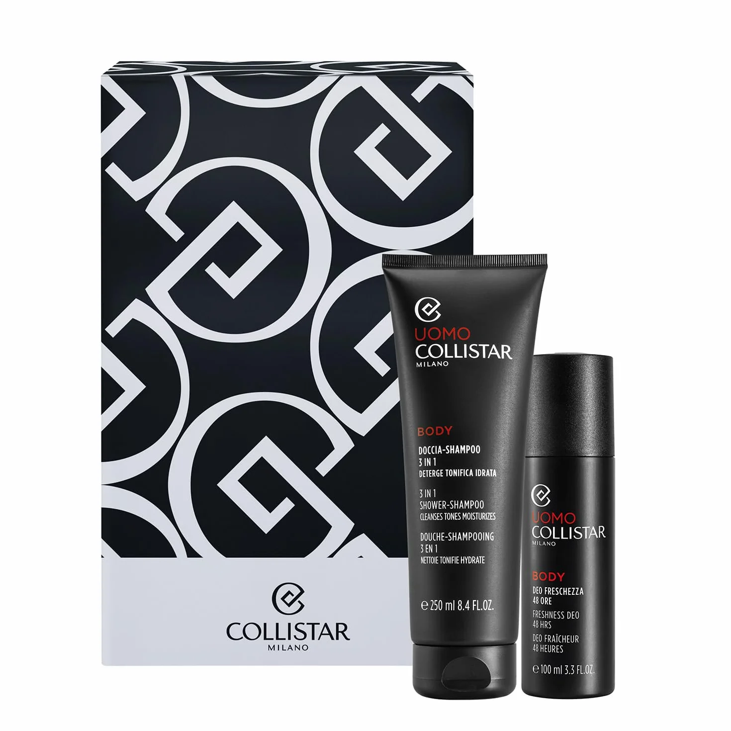 Collistar Cofanetto Regalo Uomo, Doccia-Shampoo 3in1 250 ml + Deo Freschezza 48h Spray 100 ml, Set Regalo Idratante e Tonificante, Fragranza Bergamotto Italiano