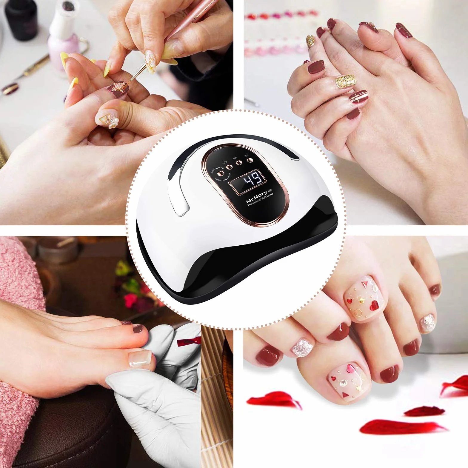 Lampada Unghie UV LED,168W Professionale Fornetto per Manicure/Pedicure Permanente Smalto Semipermanente 4 Timer con 10s/30s/60s/99s Display LED Automatico Sensore