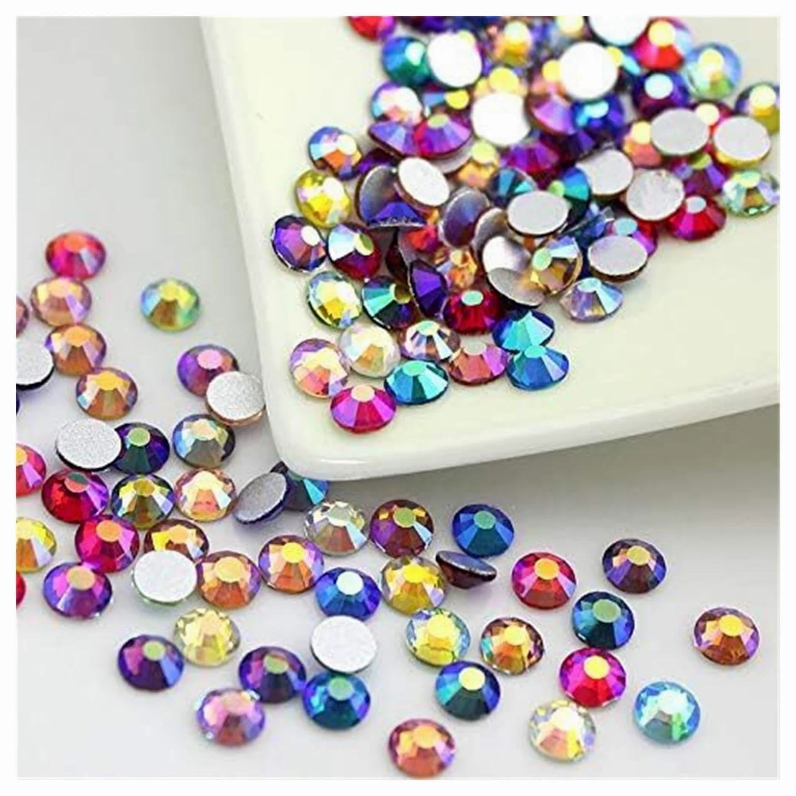 di un diamante di cristallo, Gemme for unghie con strass Crystal AB Flatback Multicolor SS4-SS30(Champagne AB,SS8-1440pcs)