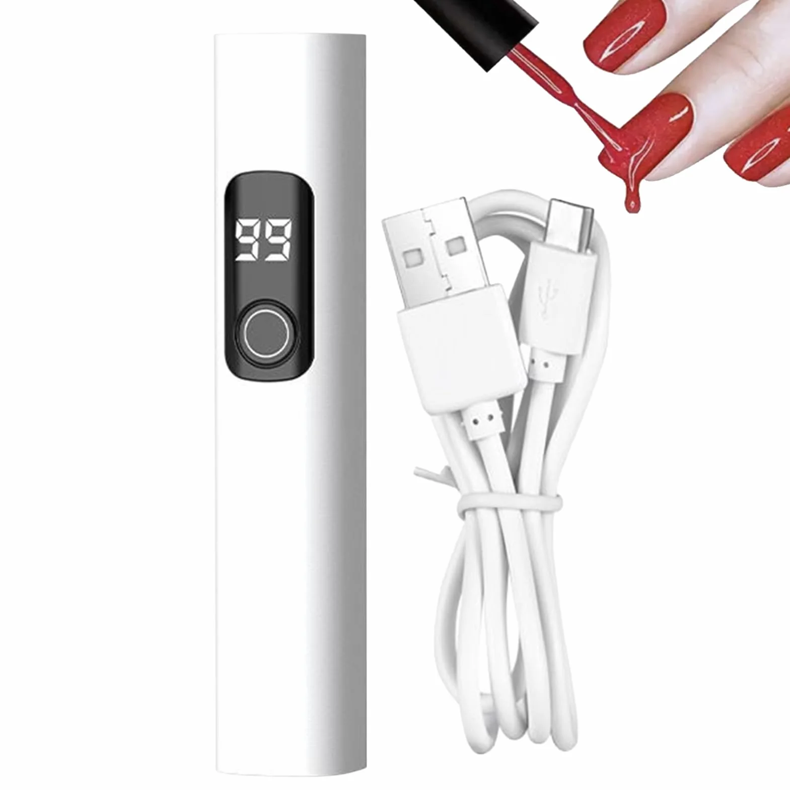 Mini lampada UV ricaricabile, 4,29 x 0,83 x 0,83 x 0,83 in Digital Display Nail Dryer, Timing Led, Reusable Equipment for Manicure Pedicure Studio Salon Travel Camping Airplane