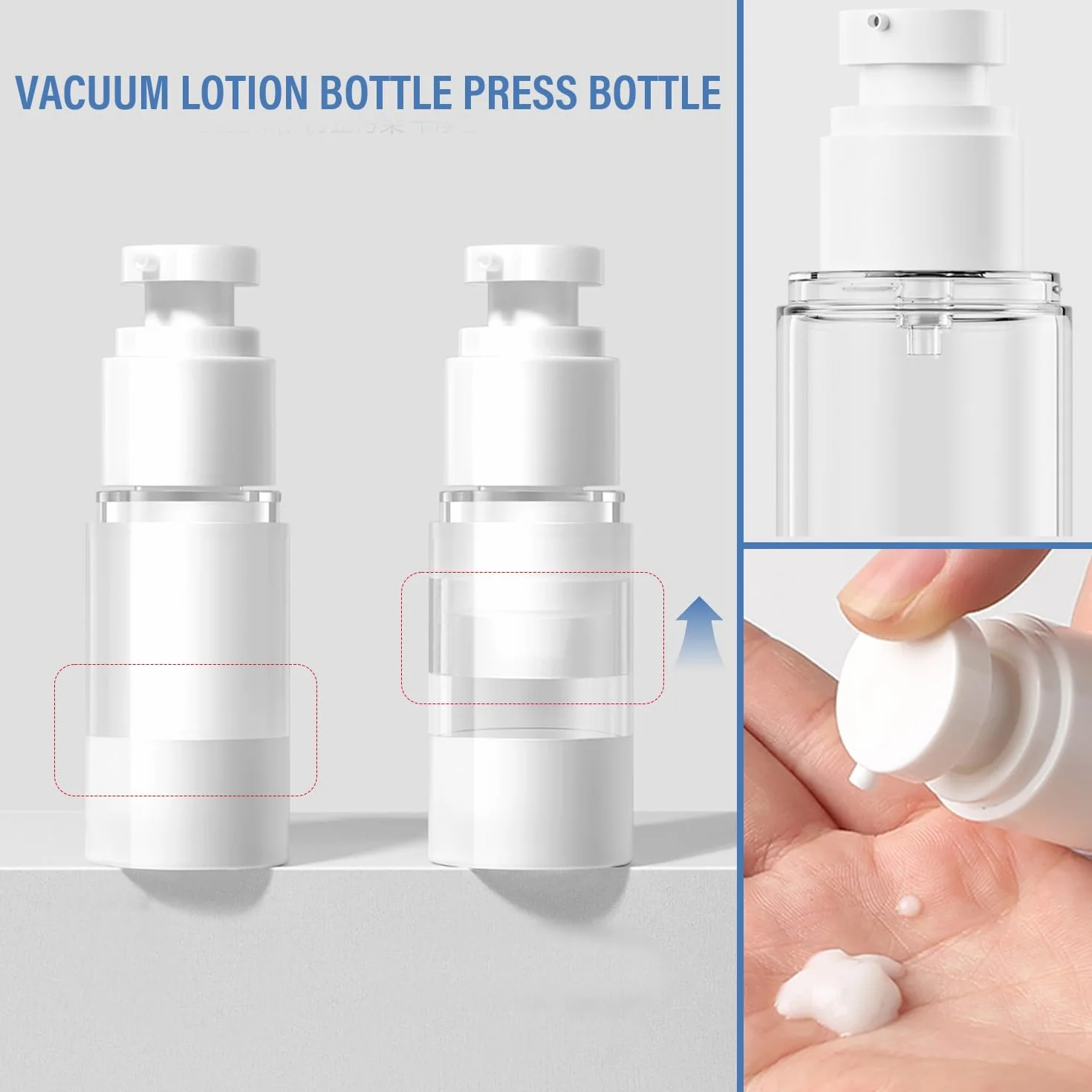 6 distributori di pompaggio airless da 15 ml, dispenser di crema, vuoto, contenitore per cosmetici, vuoto da viaggio, per lozioni, shampoo cosmetici